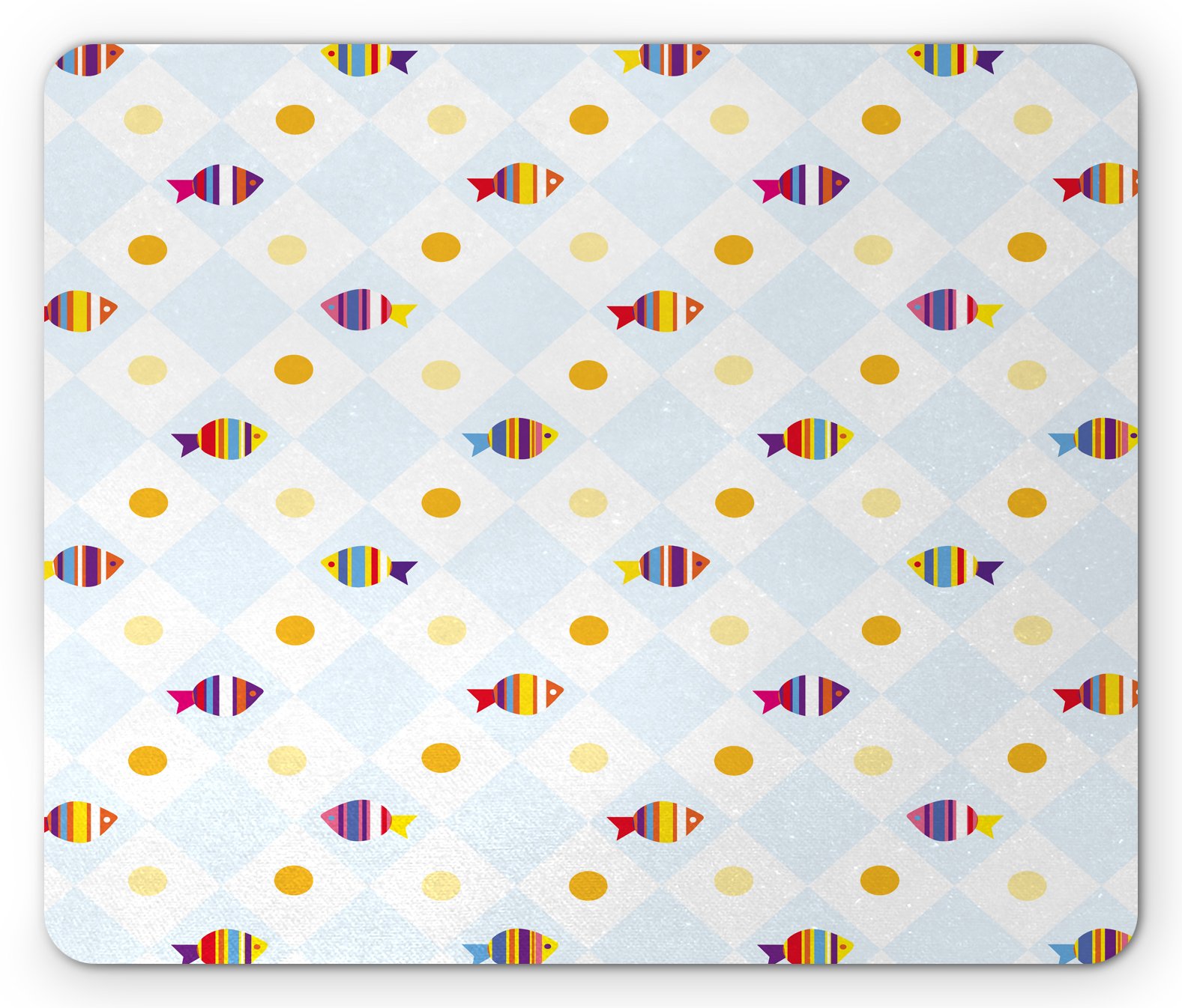 Ambesonne Cartoon Mouse Pad - Aquarium Themed Fish Design with Spots & Lines Geometric Pattern, Non-Slip Rubber Base, Standard Size Rectangle Mousepad for Office & Gaming - Multicolor Art Print