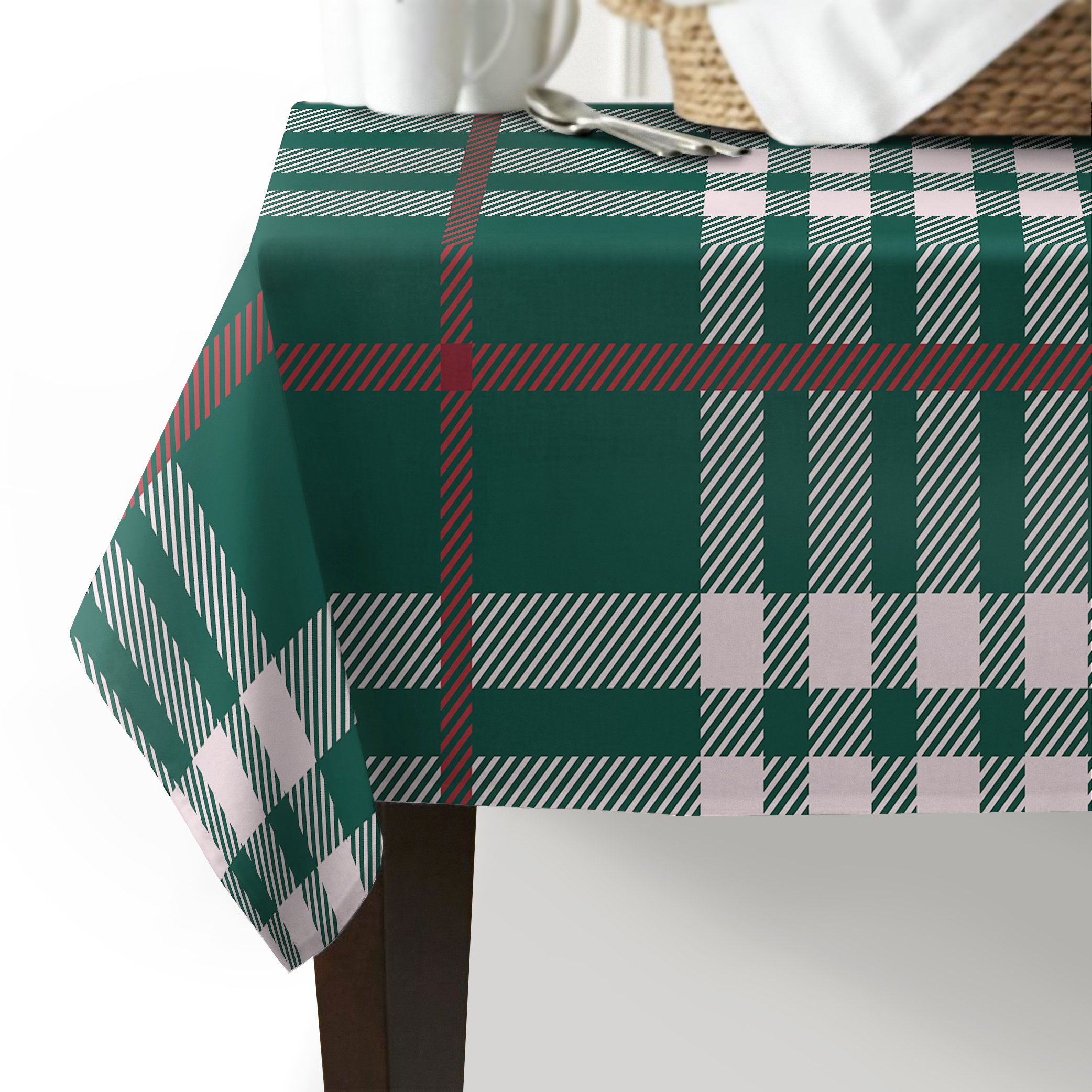 Premium Scottish Plaid Tablecloth - 54x109 Inch Cotton Linen Blend Table Cover for Dining, Picnic & Home Decor | Washable & Wrinkle-Resistant