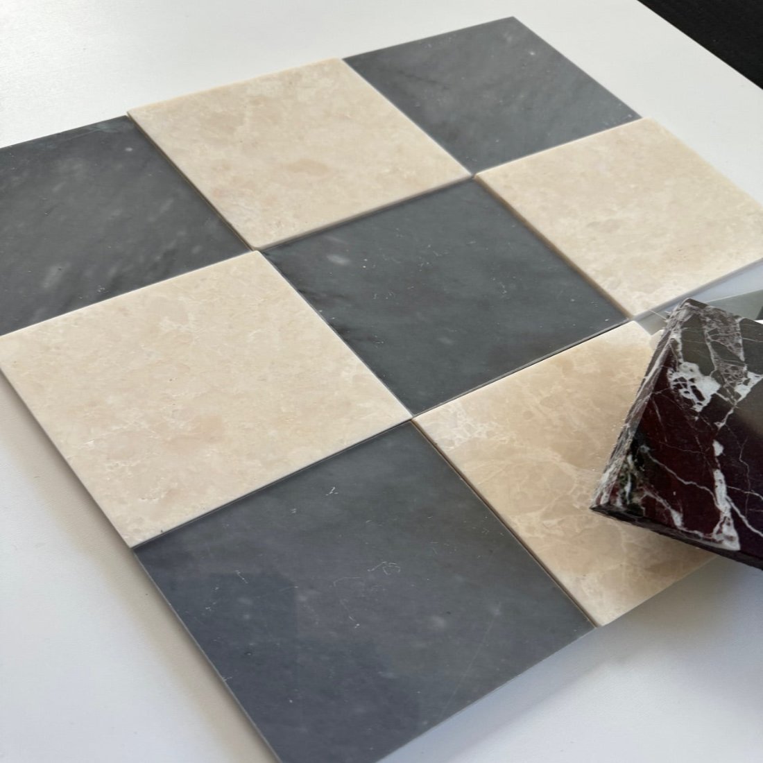 Premium Bardiglio Imperial & White Pearl Checkerboard Tiles - Polished or Honed Finish for Kitchen Backsplash, Bathroom Flooring & Luxury Interior Design