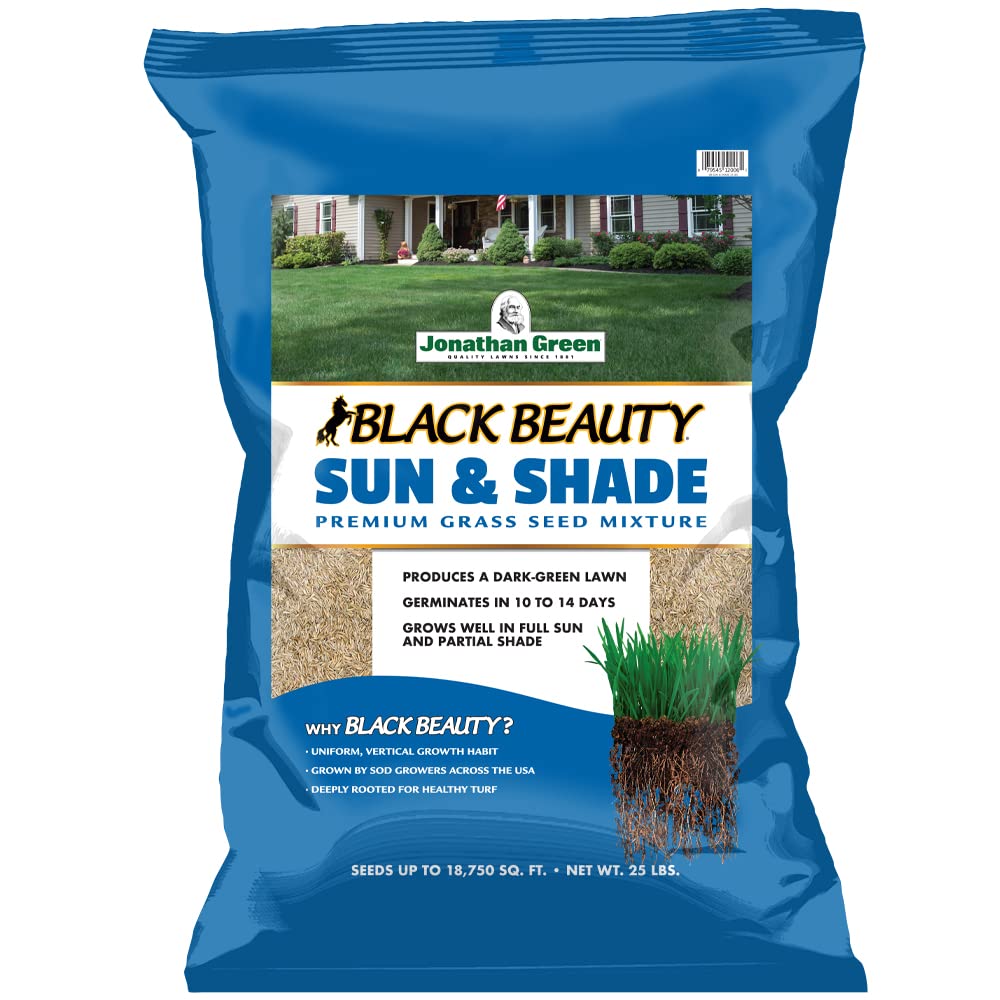 Jonathan Green (12006) Black Beauty Sun & Shade Grass Seed - 25 lb Cool Season Lawn Seed for Lush, Durable Turf | Perfect for Home Lawns, Golf Courses & Landscaping