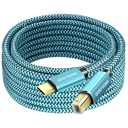 GOSYSONG 10ft USB C to USB B Printer Cable - High Speed Data Sync Cord for HP, Canon, Epson, Samsung Printers, Scanners, Fax Machines & MIDI Keyboards - Perfect for Home Office, Studio Recording & Professional Printing Setup