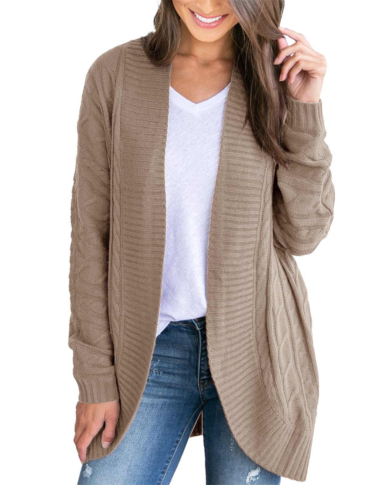 Women's Lightweight Open Front Cardigan - Soft Loose Knit Sweater with Long Sleeves & Pockets | Casual Coat for Lounge, Office & Fall Layering