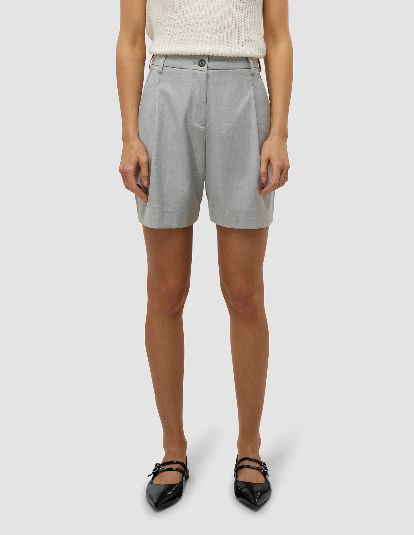 Women's Skye Shorts - Soft Grey Pine Melange Color, High-Waisted Comfort for Yoga, Running & Casual Wear