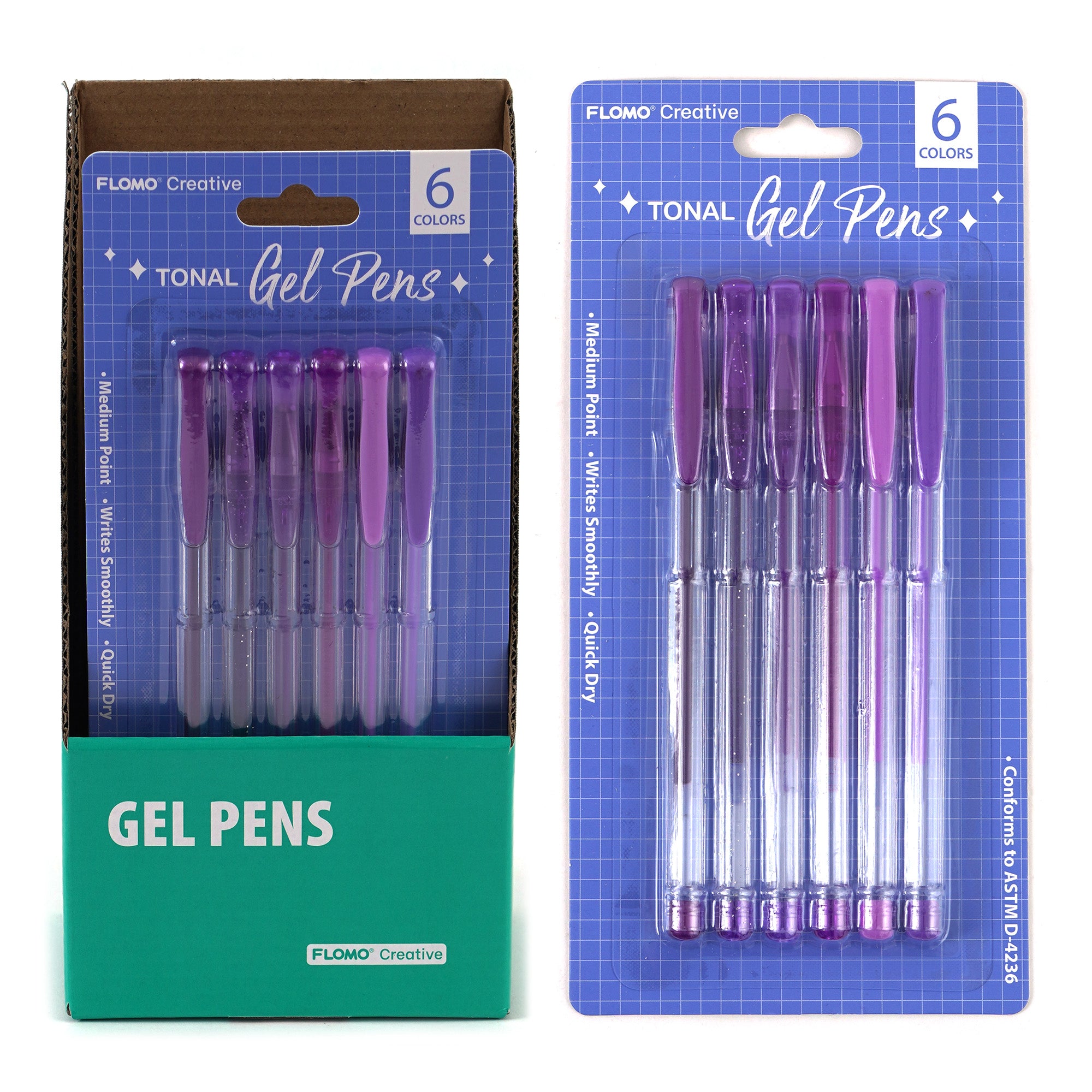 6-Pack Purple Tonal Gel Pens for Journaling, Scrapbooking & Note Taking - Smooth Writing & Vibrant Colors