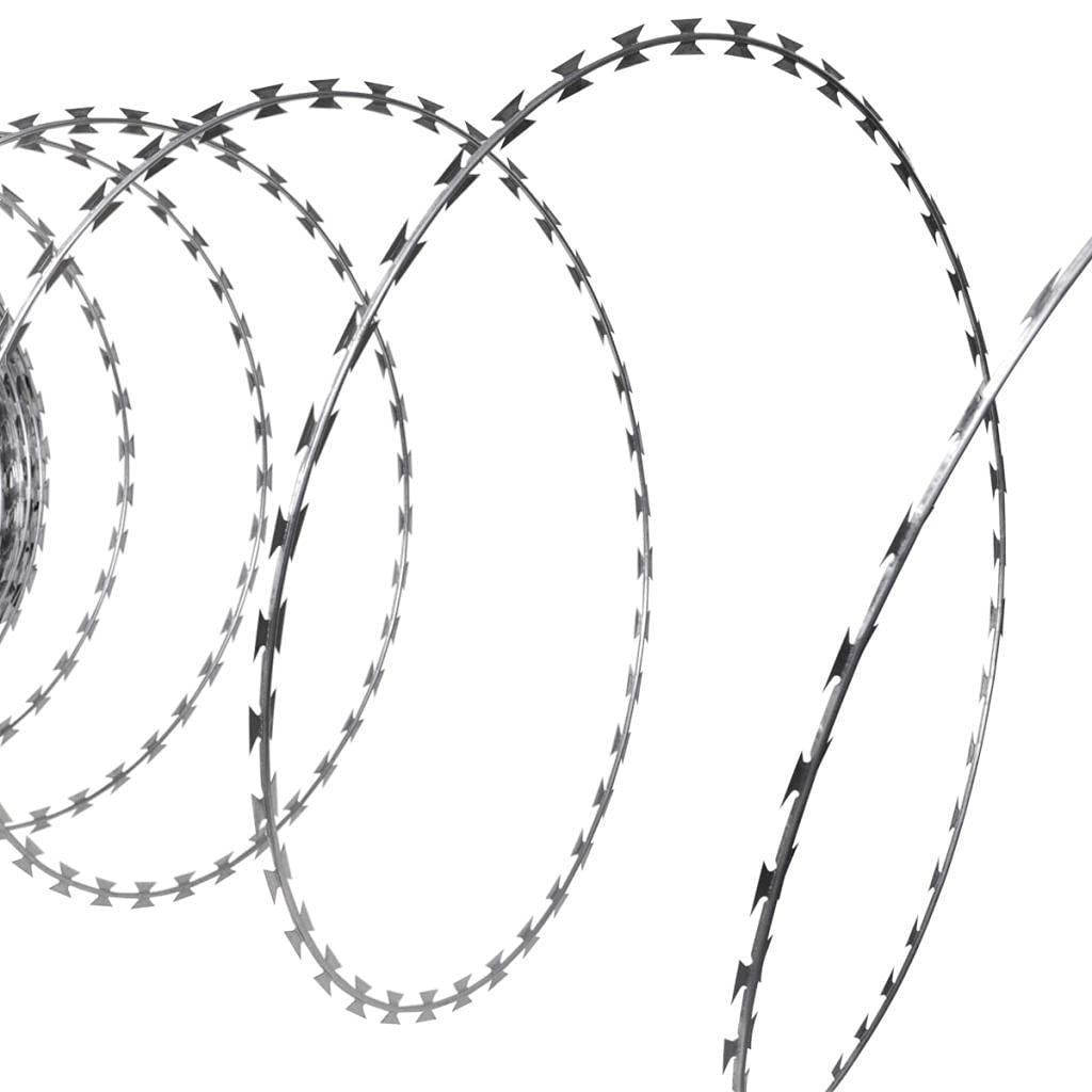 BTO-22 Concertina NATO Razor Wire - 492 Feet Galvanized Steel Security Fence Coil for Military Base, Prison, and Border Protection
