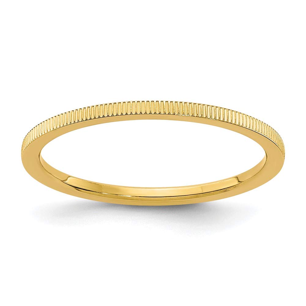 1.2mm 14k Yellow Gold Grooved Pattern Stackable Band - Black Bow Jewelry for Everyday Wear & Layering