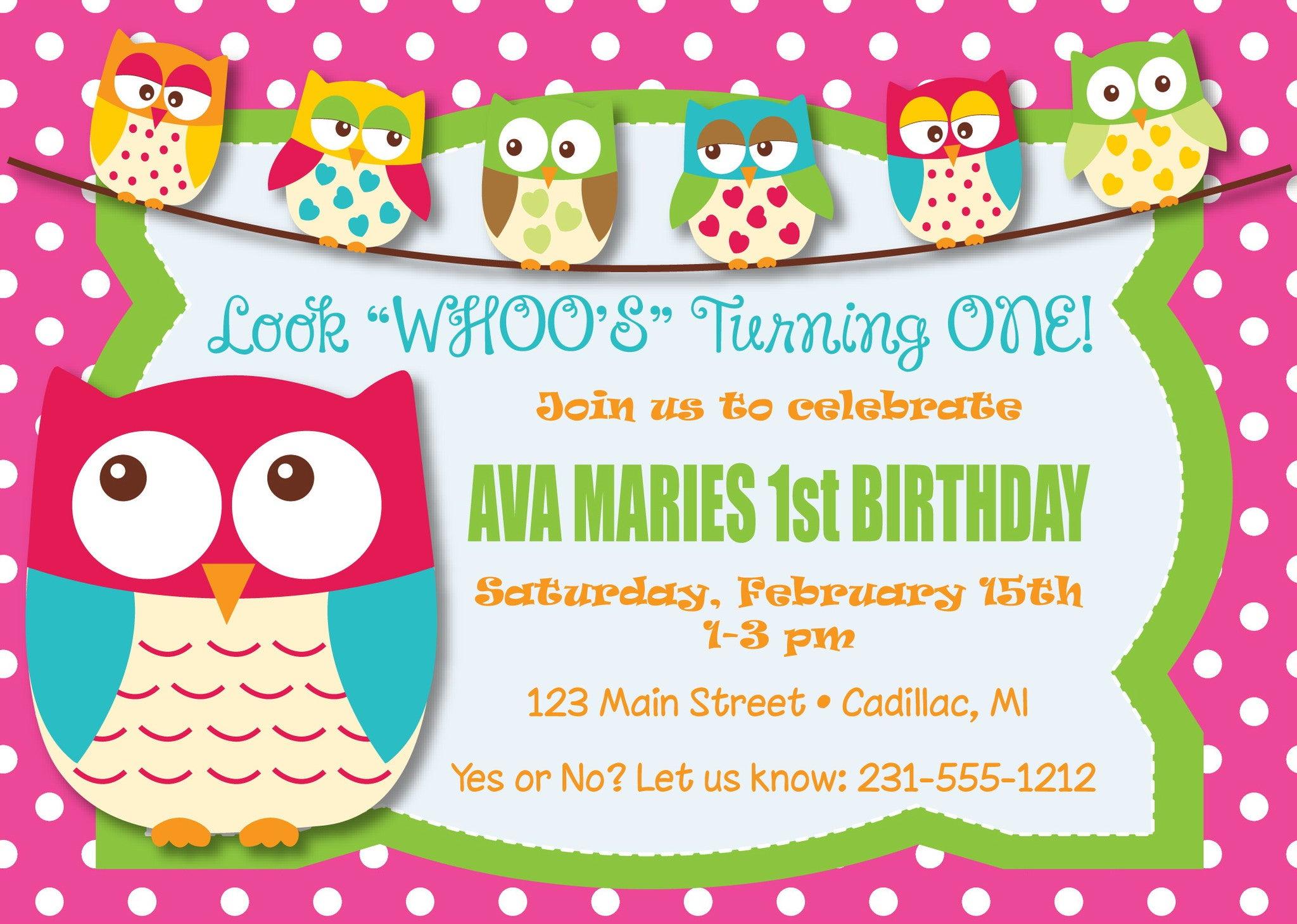 Custom Owl-Themed 1st Birthday Party Invitations - Perfect for Baby's First Birthday Celebrations & Milestone Events
