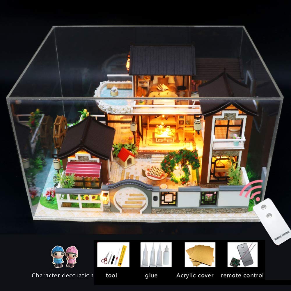 DIY Wooden Dollhouse Kit - Miniature Handcrafted Furniture Models for Kids & Adults - Creative Room Decor, Home Display & Gift Idea - Perfect for Playtime, Collecting & Interior Design Projects