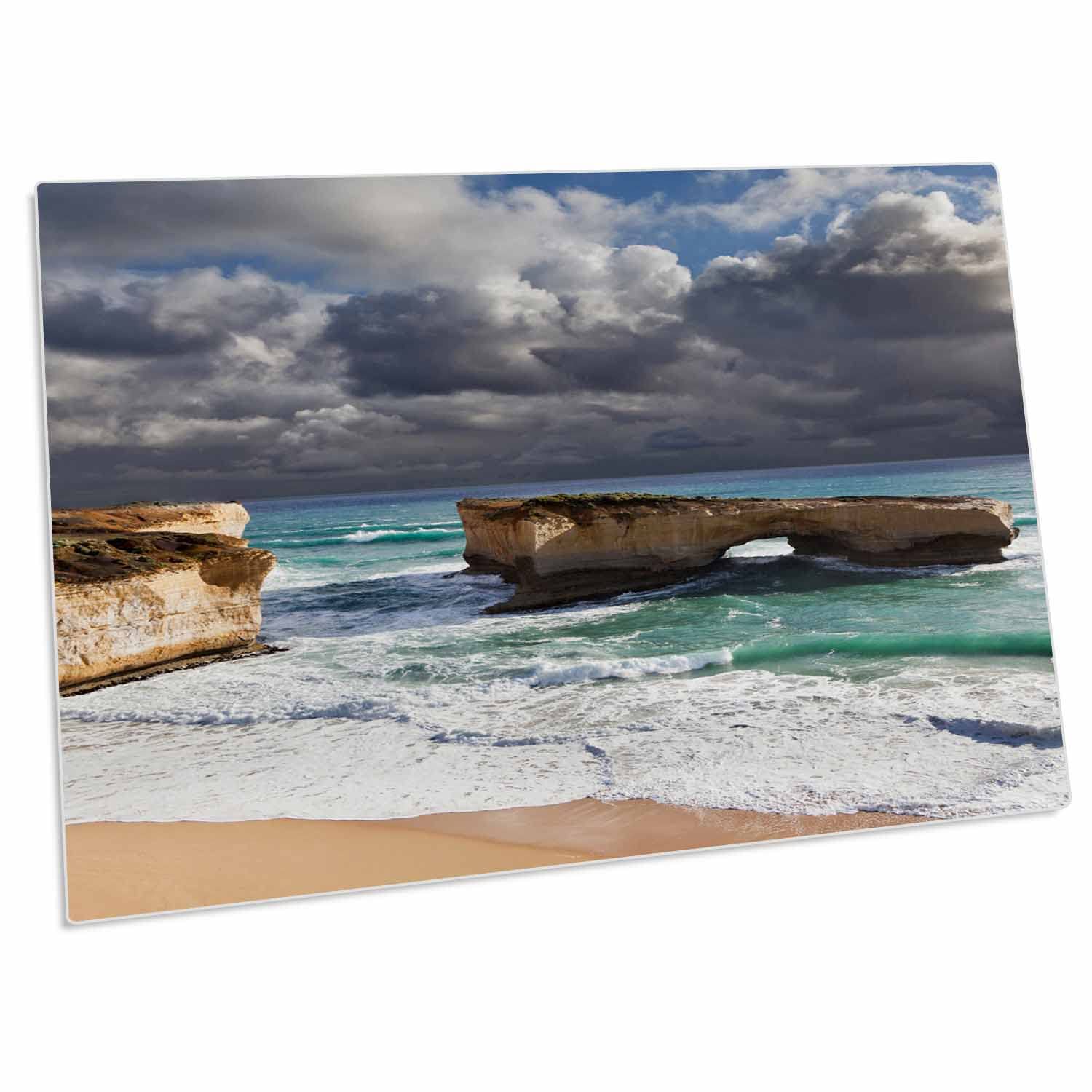 3D Rose Beach London Arch Great Ocean Road Australia AU01 Desk Pad Place Mats Set of 4 - Non-Slip Table Protector for Dining, Kitchen, Office - Waterproof & Heat Resistant Coasters for Home Decor