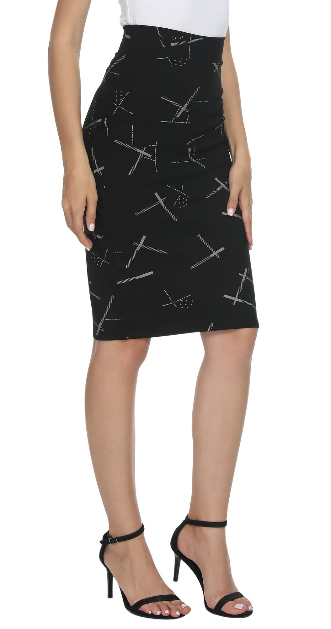 EXCHIC Women's High Waist Bodycon Midi Pencil Skirt - Slim Fit Stretchy Office Work Dress for Business, Party & Night Out
