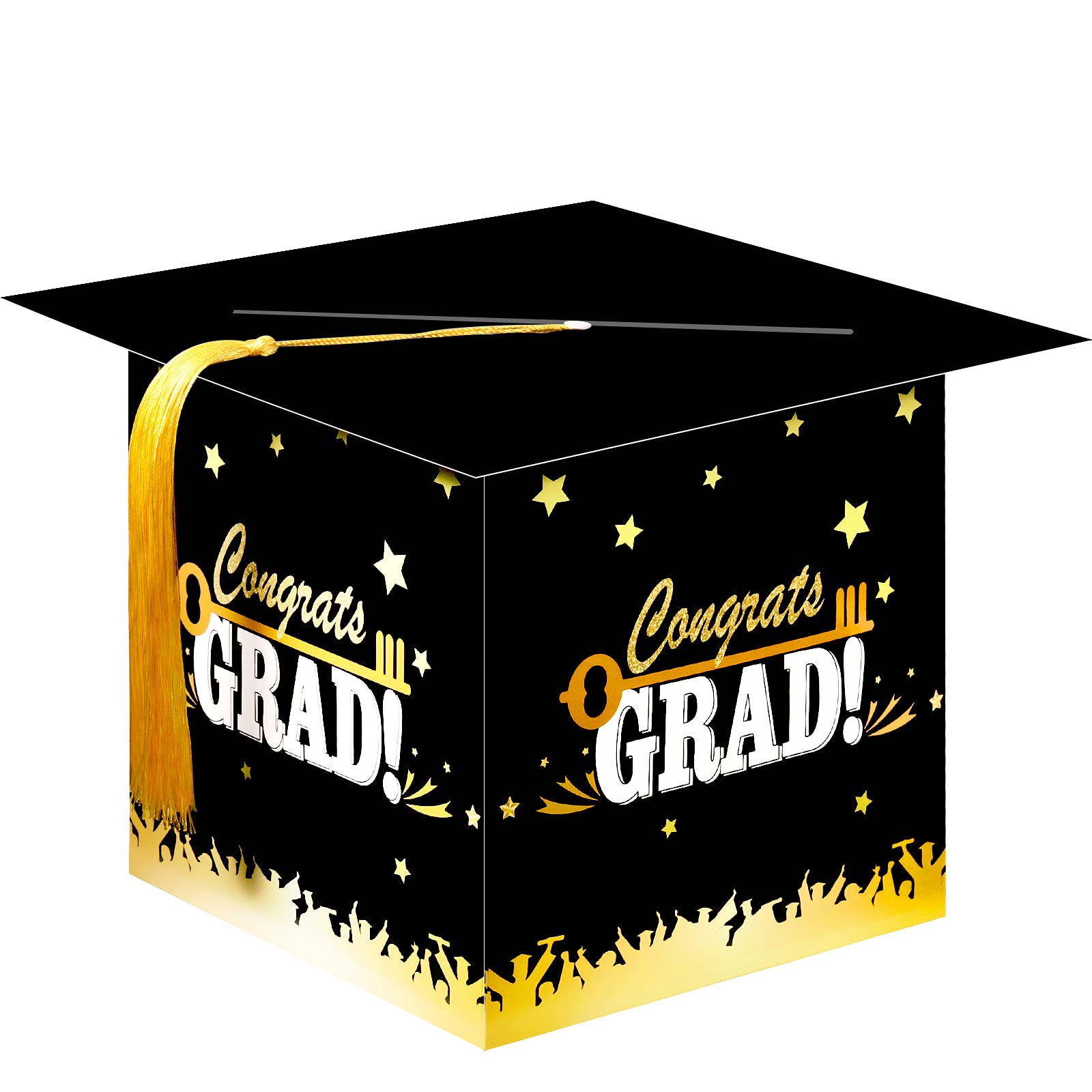 Outus 2025 Graduation Card Box with Tassel - Black Graduation Cap Card Holder for High School & College Grads - Perfect Graduation Gift Box & Party Supplies for Commencement Ceremonies