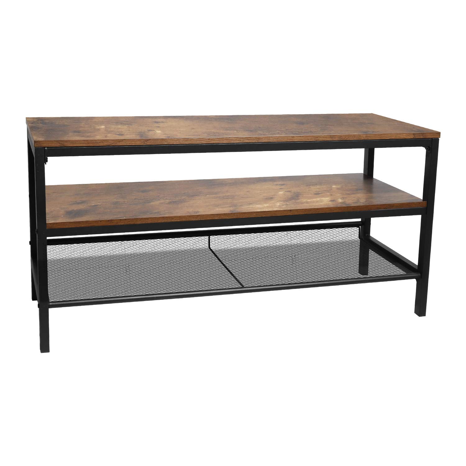 Industrial Wooden TV Stand with Storage - 3-Tier Media Console with Lockable Cabinets for Living Room, Bedroom & Home Theater Organization