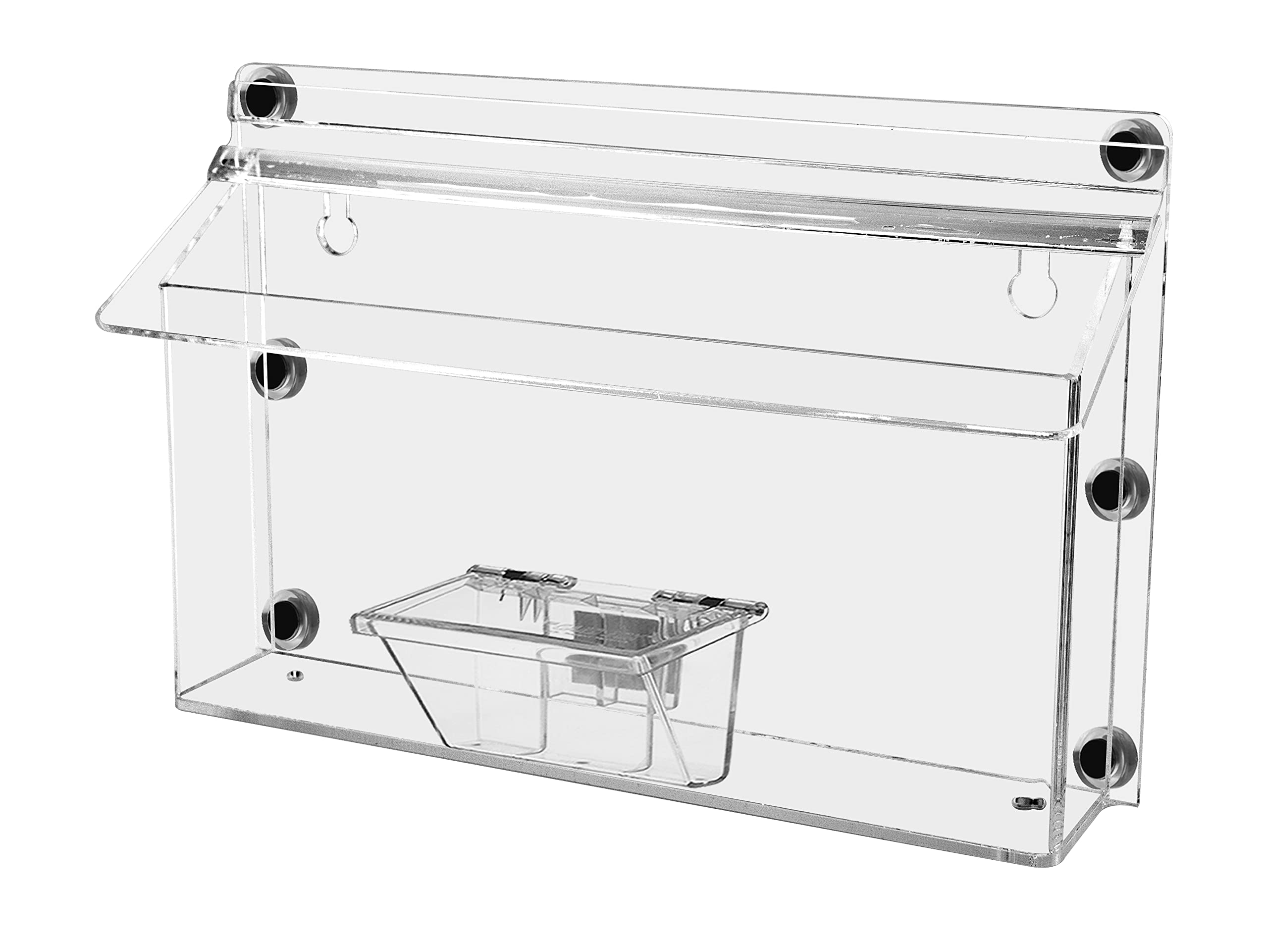 6 Pack Clear Acrylic Brochure Holders with Metal Mount & Lid - Outdoor Waterproof Flyer Display Box for 11x4