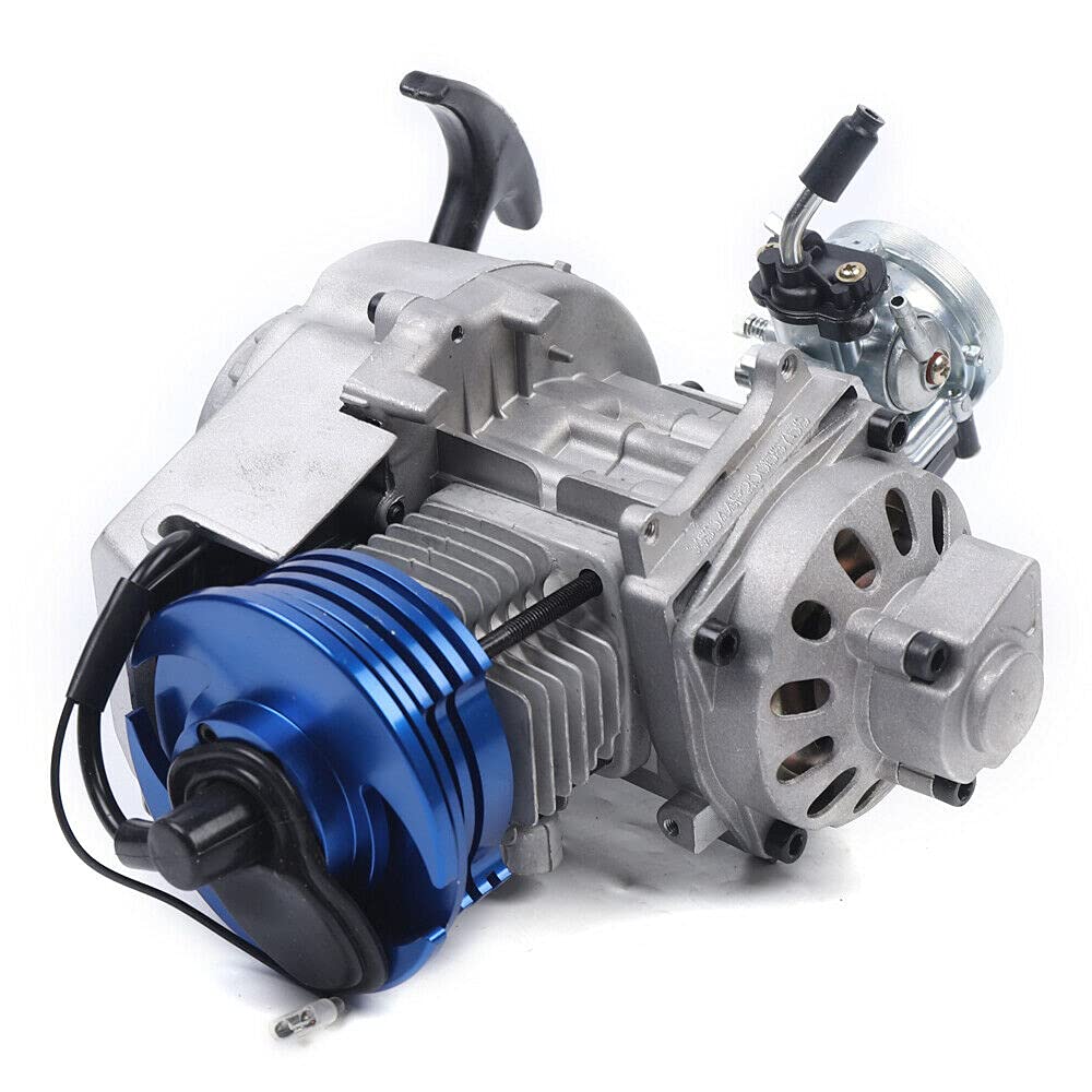49CC 50CC 2-Stroke Racing Engine Motor Kit with Pull Start - Complete Motorized Bike Engine for Mini Dirt Bikes, Pocket Bikes, Scooters & ATVs (Blue) | High Performance Upgrade for Off-Road Racing & Urban Commuting