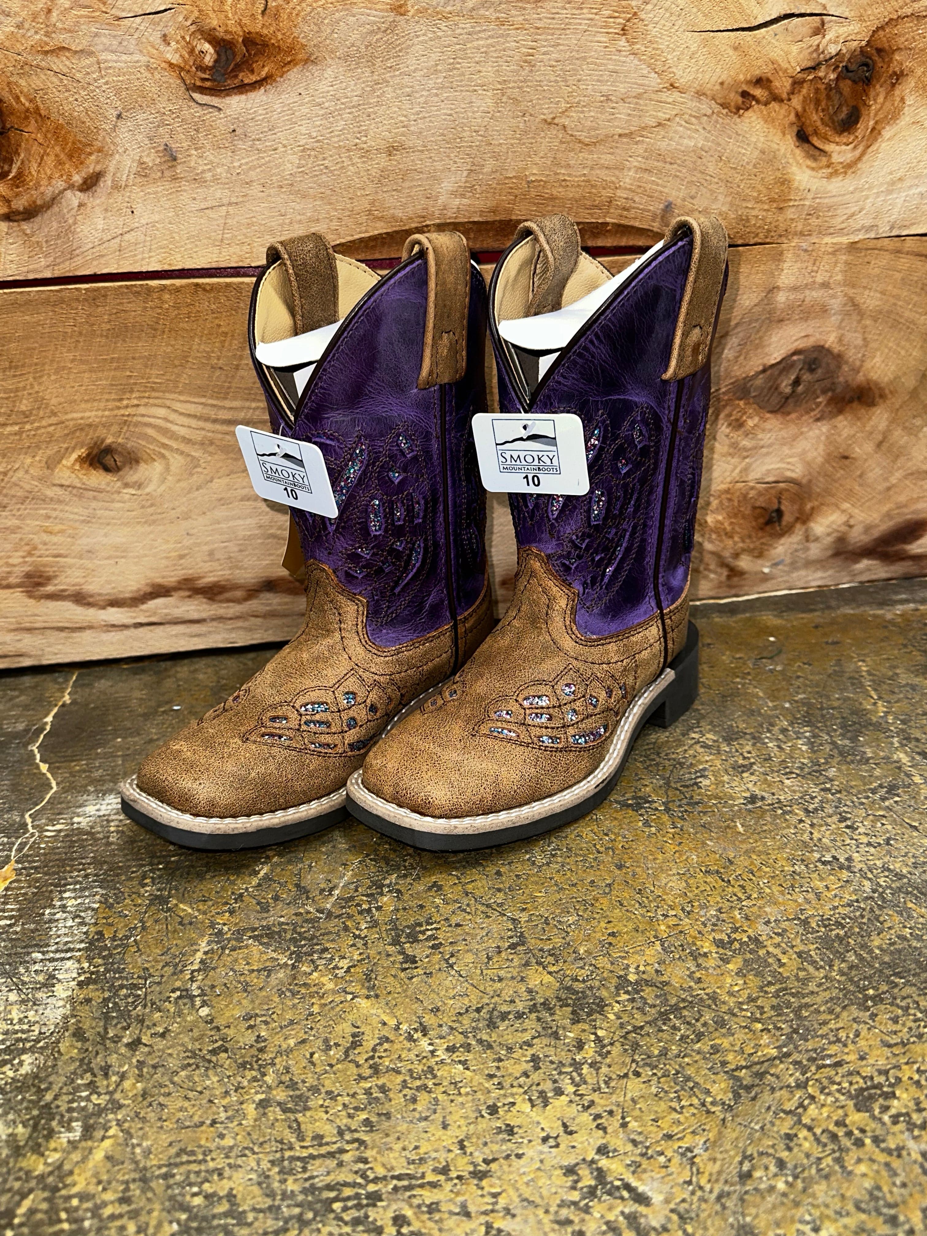 SM Genuine Leather Women's Brown & Purple Square Toe Boots - Stylish & Comfortable for Casual Outings, Work & Fall Fashion