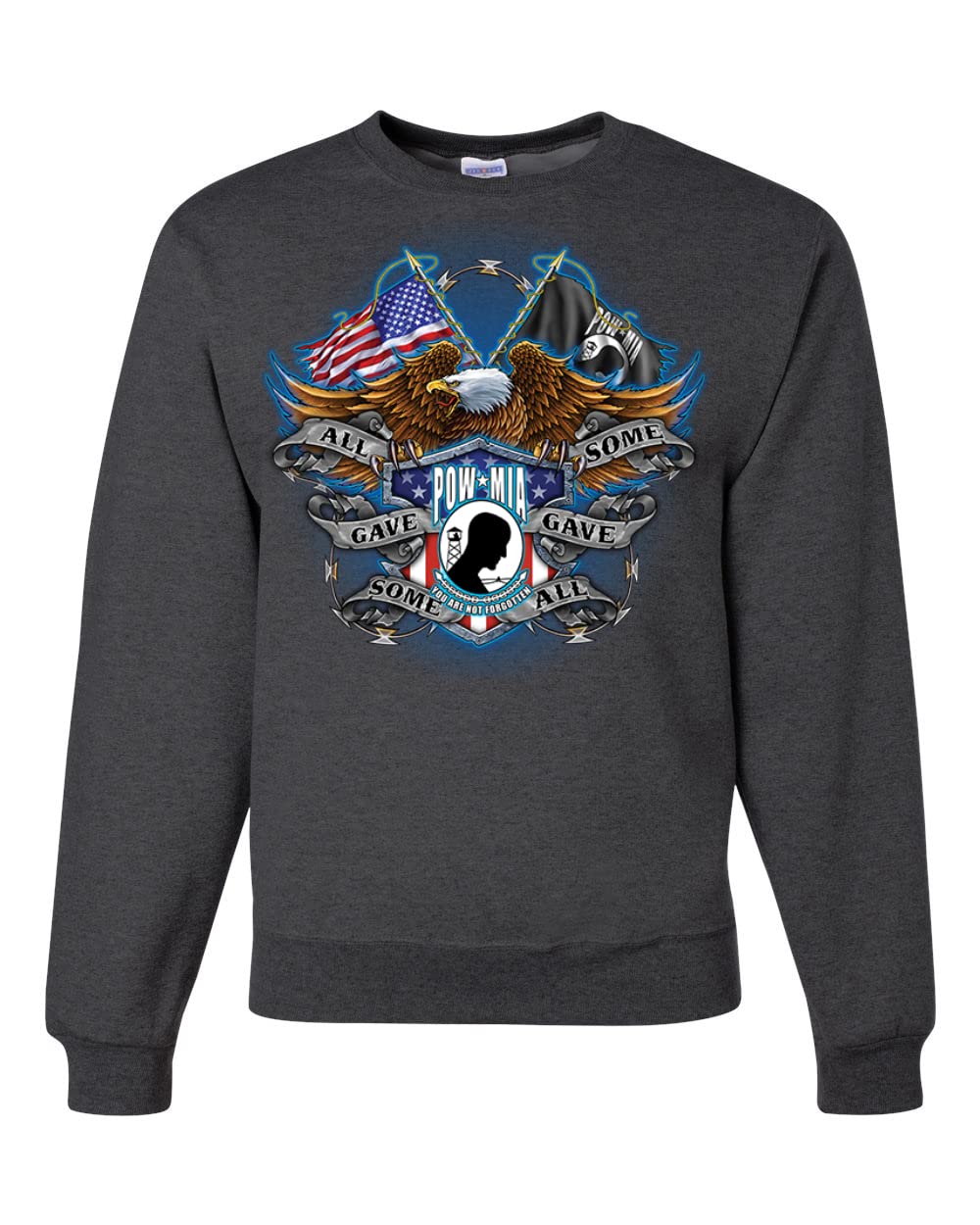 Wild Bobby Pow Mia 'All Gave Some Some Gave All' Patriotic Graphic Sweatshirt - Unisex Crewneck Pullover for Veterans Day, Memorial Day & American Pride Support