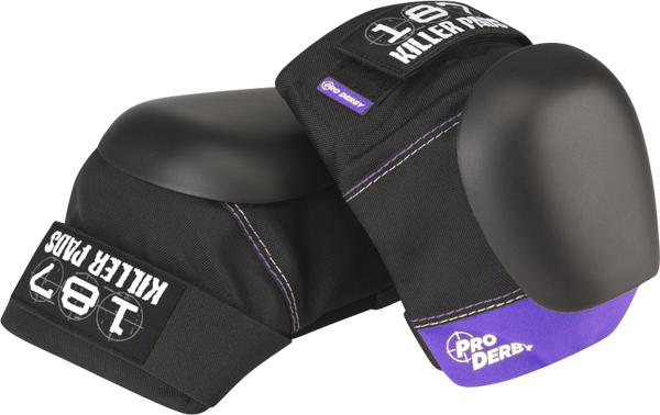 187 Pro Derby Knee Pads XS Black/Purple - Protective Gear for Roller Skating, Skateboarding & Inline Skating - Comfortable & Durable Knee Protection