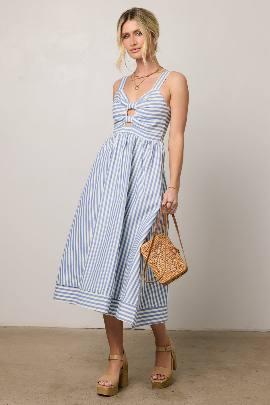 Archie Striped Midi Dress for Women - Flowy Summer Casual Dress with Pockets | Perfect for Beach Vacations, Brunch Dates & Office Wear