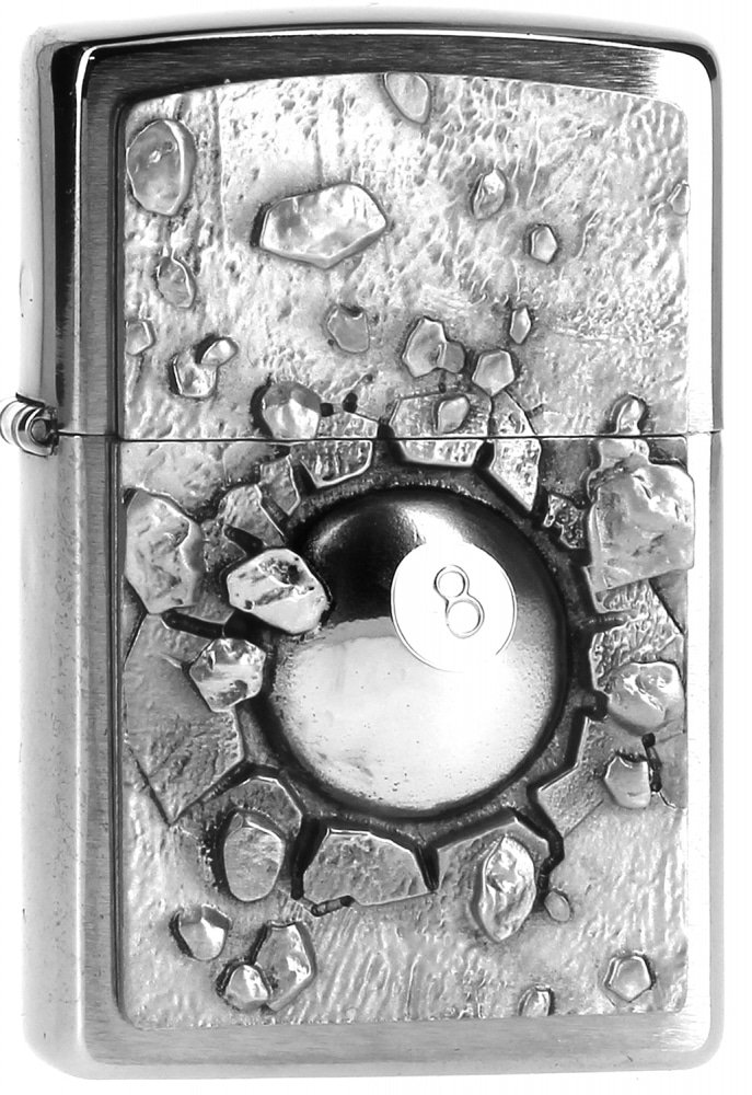 Zippo Lighter - Classic Billiard 8 Ball Design in Black | Windproof Metal Lighter for Smoking, Camping & Outdoor Adventures