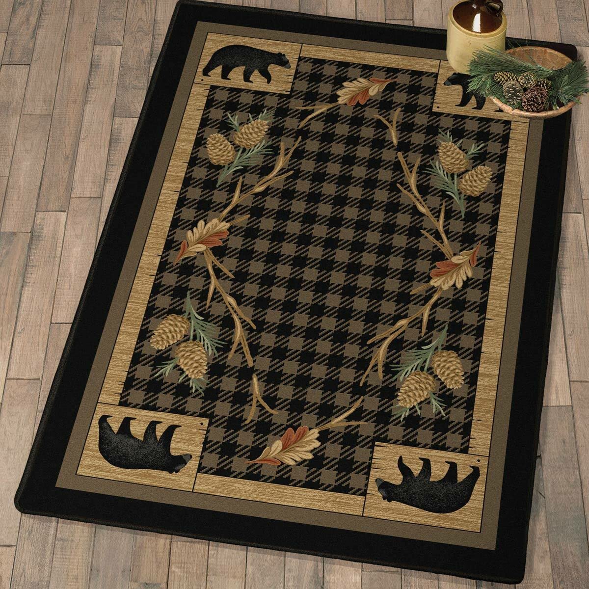Premium Faux Sheepskin Bear Rug - Rustic Cabin Decor, Wildlife Themed Throw Rug for Bedroom, Living Room & Cabin - Soft & Cozy Brown/Red 15