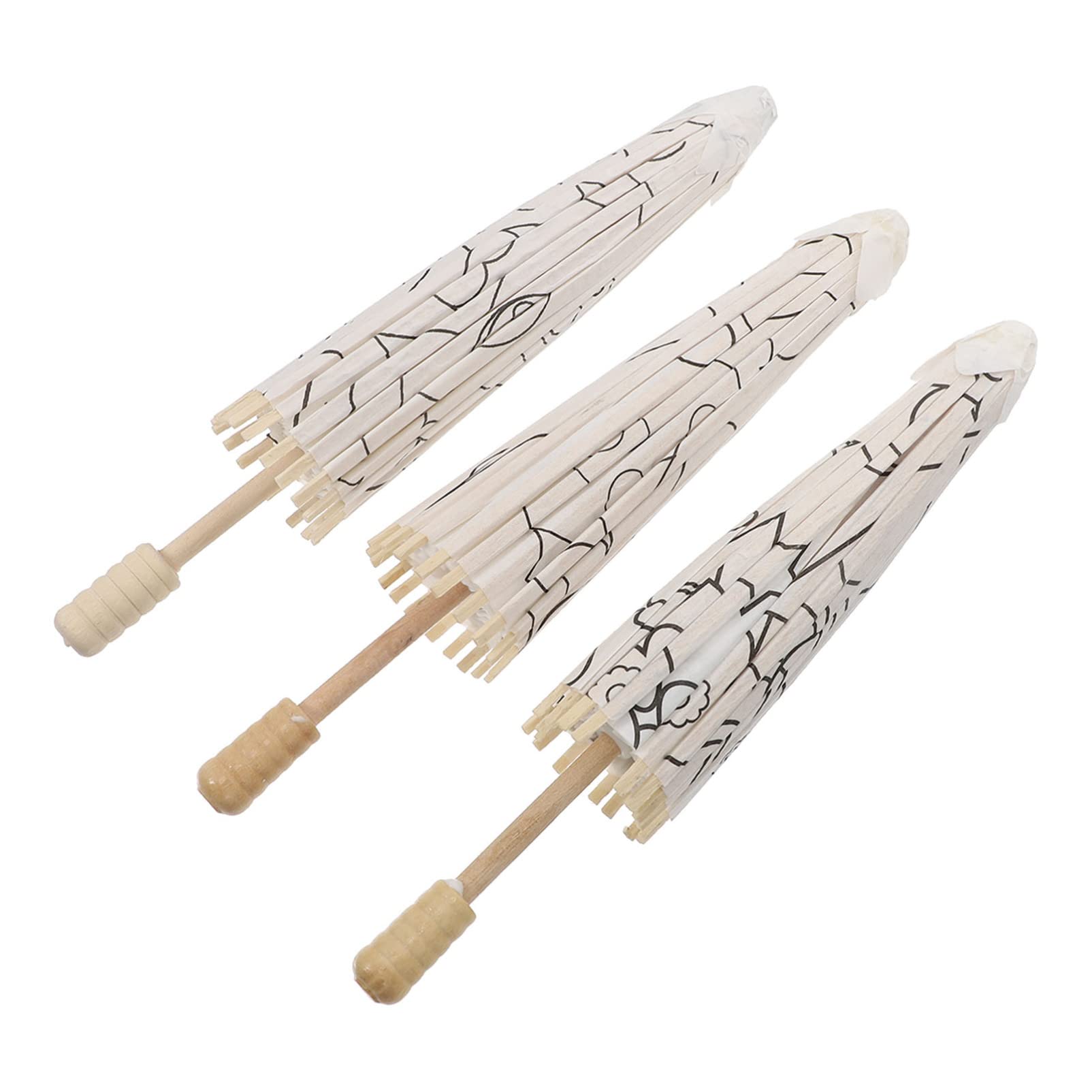 DOITOOL Kids Umbrella Set of 3 - White DIY Painting Paper Parasols for Chinese & Japanese Style Decor, Wedding Party, Bridal Shower, Photo Props, Cosplay Accessories - Perfect for Home Decor, Themed Parties, and Creative Art Projects
