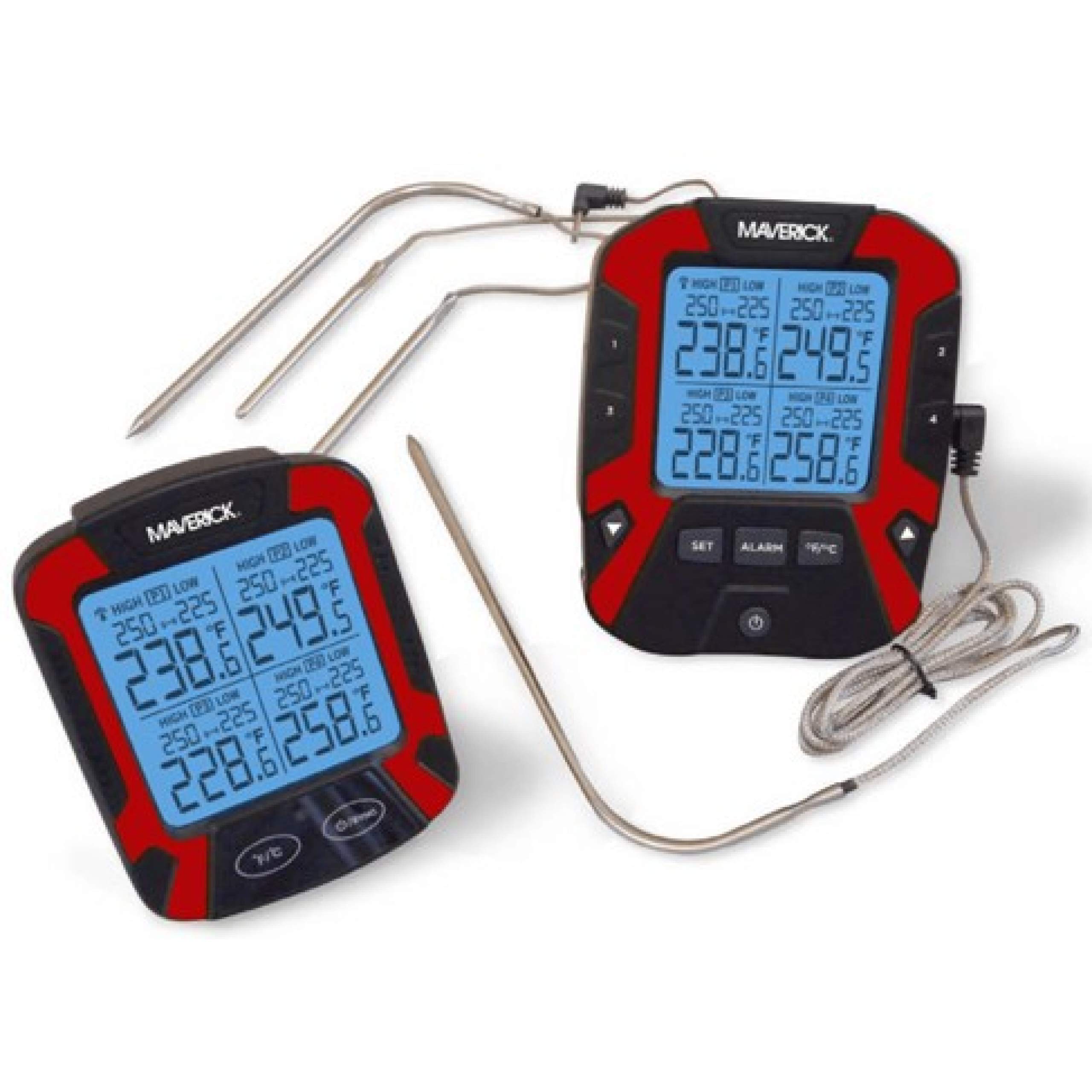 Maverick XR-50 Wireless BBQ Meat Thermometer with 4 Probes - Digital Remote Cooking Thermometer for Grilling, Smoking, Baking - Black & Red - Perfect for Backyard BBQs, Tailgating, and Outdoor Cooking