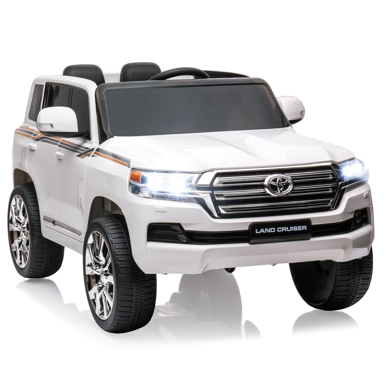 12V Battery Powered Two Seater Kids Ride On Truck with Remote Control - 3 Speed Adjustable Electric Toy Car with LED Lights, Music & Horn, Spring Suspension - Perfect Outdoor Ride On Toy for Toddler Boys & Girls (White) - Great for Birthday Gifts, Backyard Play & Park Adventures