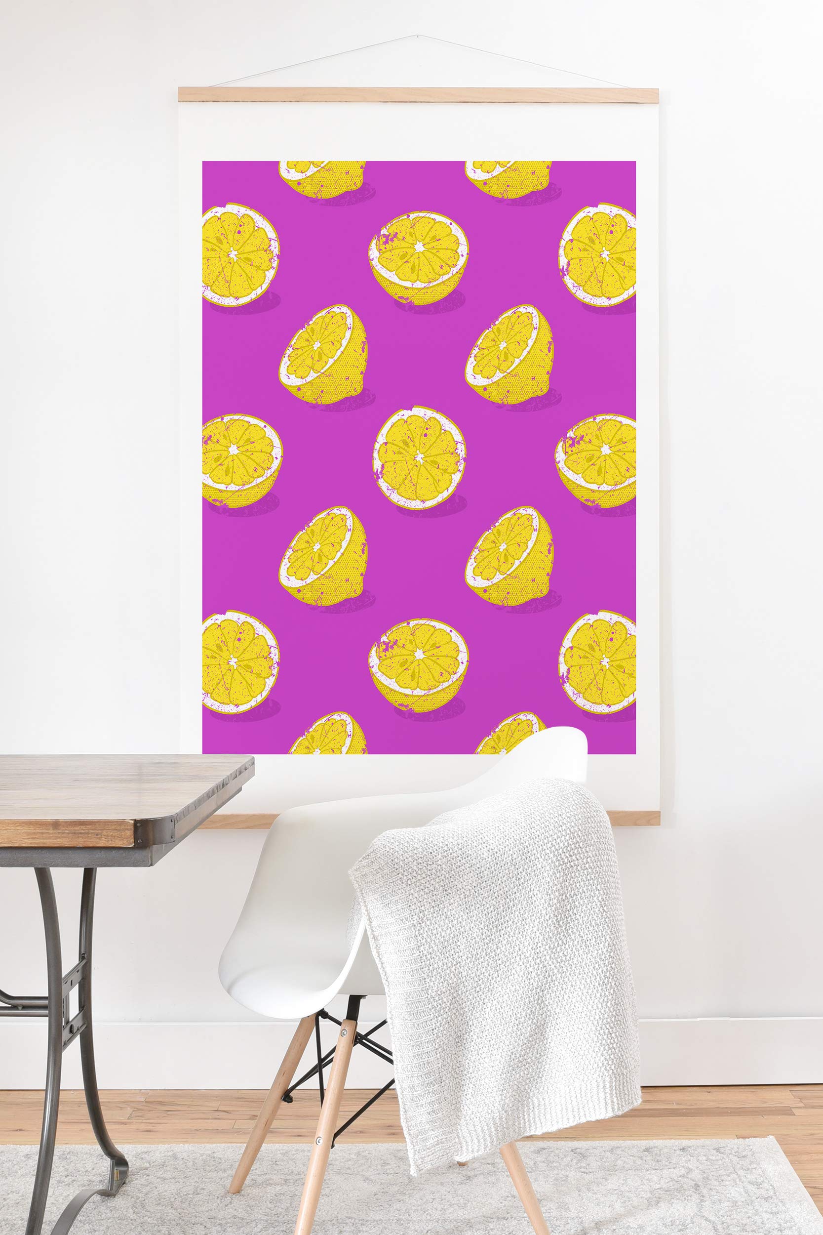 Evgenia Chuvardina Juicy Lemon Art Print & Hanger - 30x30 Inch Purple Wall Decor - Perfect for Kitchen, Dining Room, or Bathroom Aesthetic
