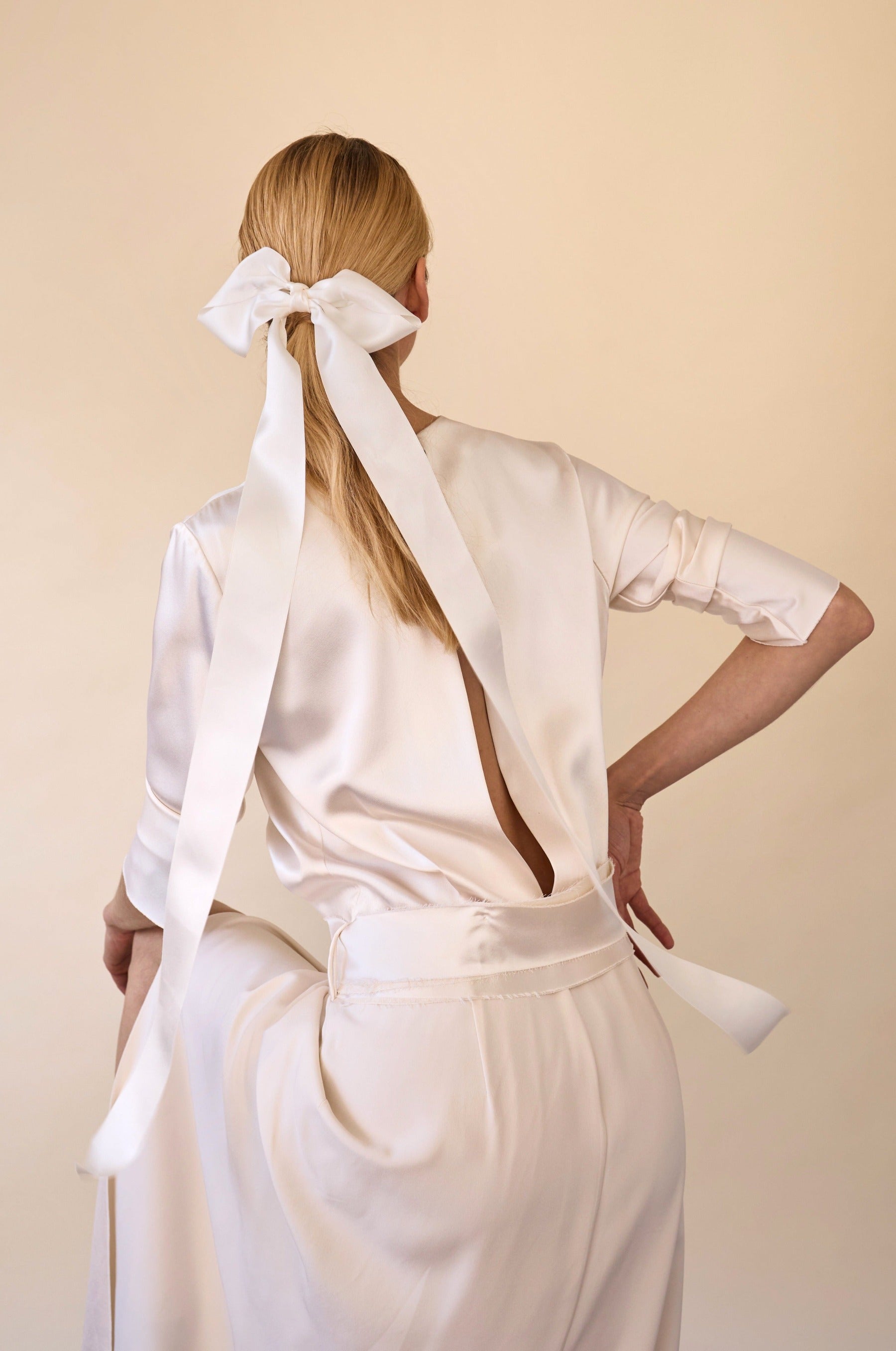 Elegant Alexandria Long Silk Bow Hair Accessory for Women - Perfect for Weddings, Parties & Special Occasions