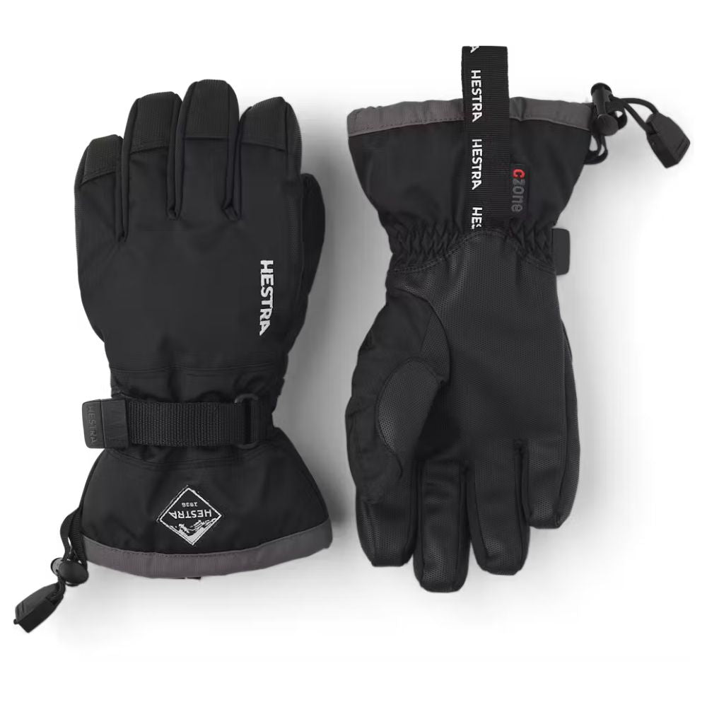 Hestra Czone Kids Ski Gloves - Waterproof & Warm Winter Gloves for Boys & Girls (Black, 32530) - Perfect for Snowboarding, Skiing & Outdoor Winter Activities