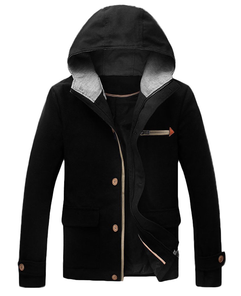 Men's Casual Wool Blend Single Breasted Hooded Bomber Jacket - Warm & Stylish Outerwear for Fall & Winter | Perfect for Daily Wear, Outdoor Activities & Travel