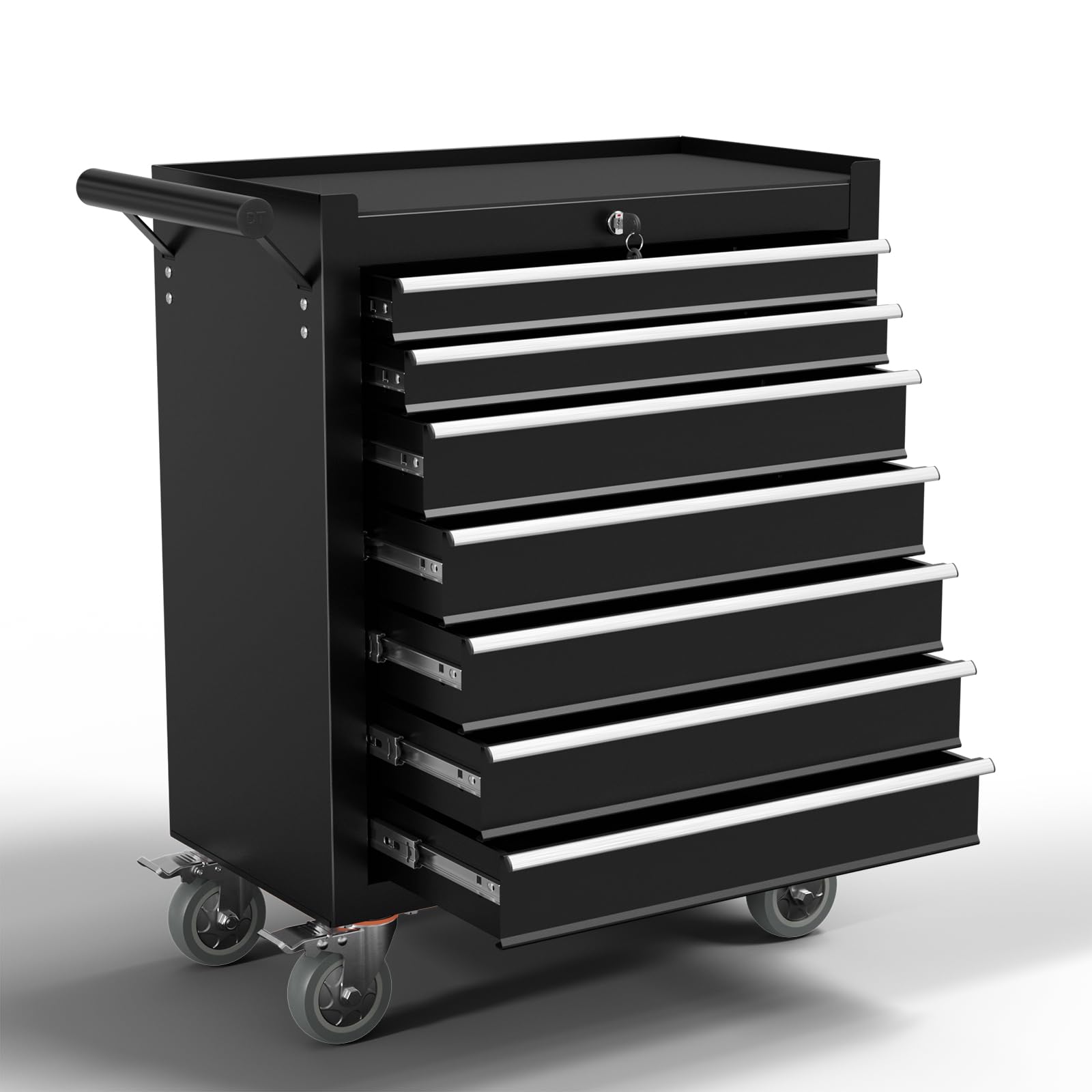 7-Drawer Metal Rolling Tool Chest with Wheels & Locking System - Heavy Duty Tool Storage Cabinet for Garage, Workshop, Warehouse - Mobile Toolbox Organizer for Mechanics, DIY, Auto Repair (Black, 7-Drawer) - Perfect for Professional Technicians & Home Garage Organization