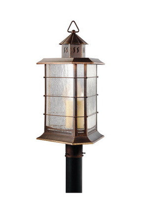 Kichler Lighting 40046 DBR Titus Collection 3-Light Outdoor Post Light - Distressed Brass Finish - Weatherproof Exterior Lighting for Patio, Garden, and Driveway