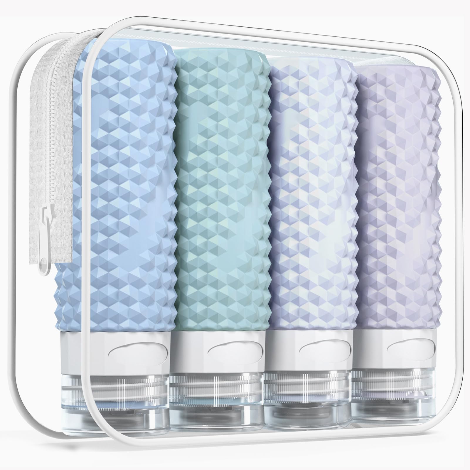 TSA Approved 3oz Travel Bottles Set (4 Pack) - BPA Free Leak Proof Toiletry Containers for Shampoo, Lotion & Liquid - Refillable Travel Accessories with Bonus Toiletry Bag | Perfect for Air Travel, Gym & Vacation Essentials
