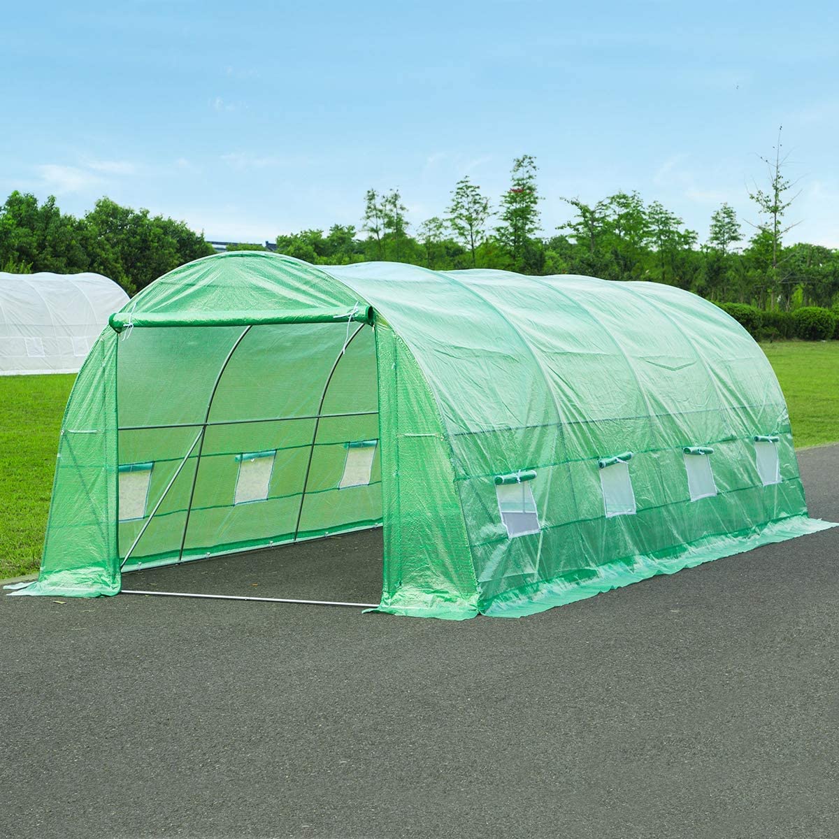 MELLCOM 20x10x7 FT Large Walk-in Greenhouse for Gardening - Heavy Duty Reinforced Frame with 8 Windows - Portable Tunnel Greenhouse for Plants, Vegetables & Flowers - Perfect for Backyard, Patio & All-Season Gardening