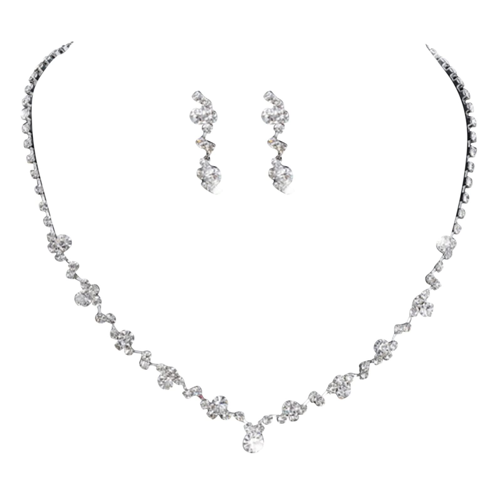 Sparkling Rhinestone Jewelry Set for Women & Girls - Elegant Earrings & Necklace Set, Fashion Crystal Accessories for Party, Wedding, Prom & Evening Events