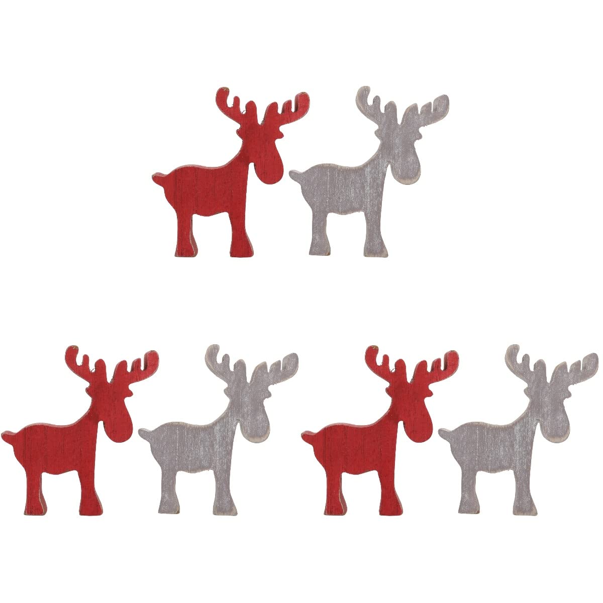 3pcs Mini Wooden Deer Christmas Ornaments - Red & Grey Holiday Decor for Tree, Gift, and Home Decoration | Perfect for Xmas Party, Festive Decor, and Holiday Gifts