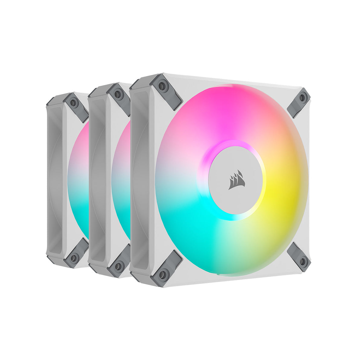 Corsair iCUE AF120 RGB ELITE 120mm PWM Triple Fan Kit - White PC Cooling Fans with Vibrant RGB Lighting for Gaming Rigs & PC Builds