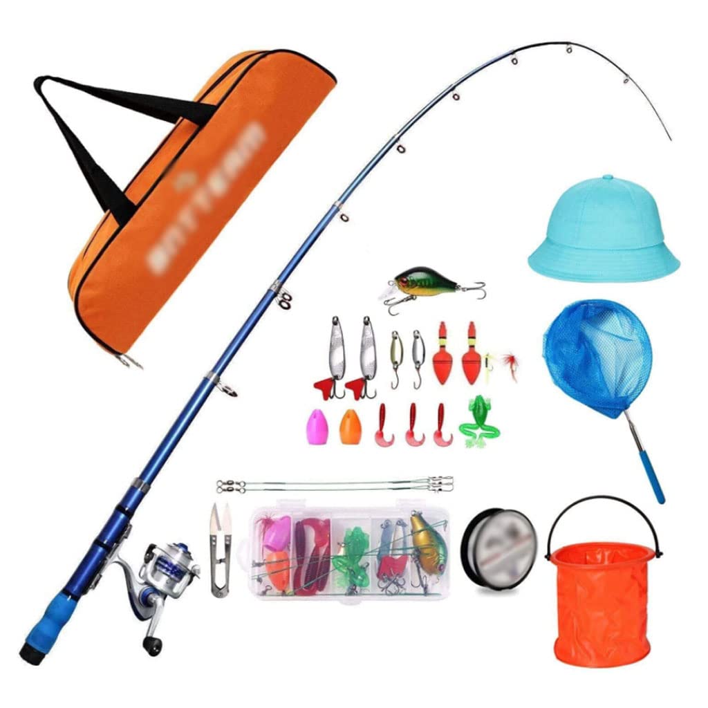 **Portable Telescopic Fishing Rod and Spinning Reel Combo Set with Lures, Hat, Folding Bucket & Net – Perfect for Beginners & Travel (2 Sizes) – Ideal for Freshwater, Saltwater & Outdoor Adventures**
