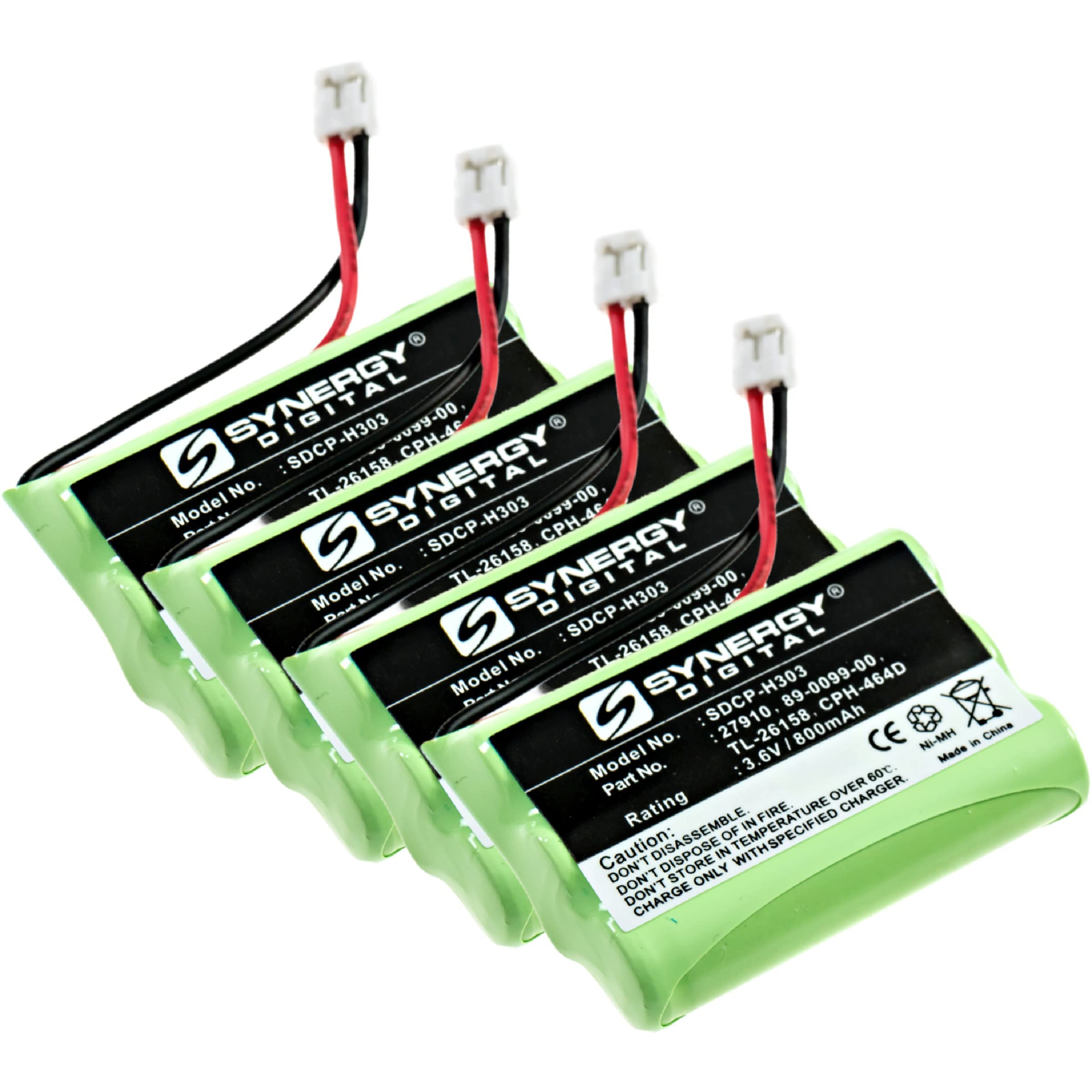 Synergy Digital Cordless Phone Batteries - 4 Pack Ni-MH 3.6V 800mAh Replacement Battery for Panasonic 25415RE3 Cordless Phones | Ultra High Capacity | Perfect for Home & Office Communication
