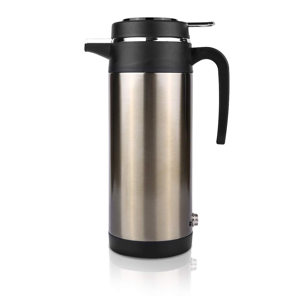 Keenso 12V/24V 1200ML Stainless Steel Electric Car Travel Tea Heater - Auto Heating Cup for Coffee, Tea & Beverages - Perfect for Road Trips, Camping & Office Use