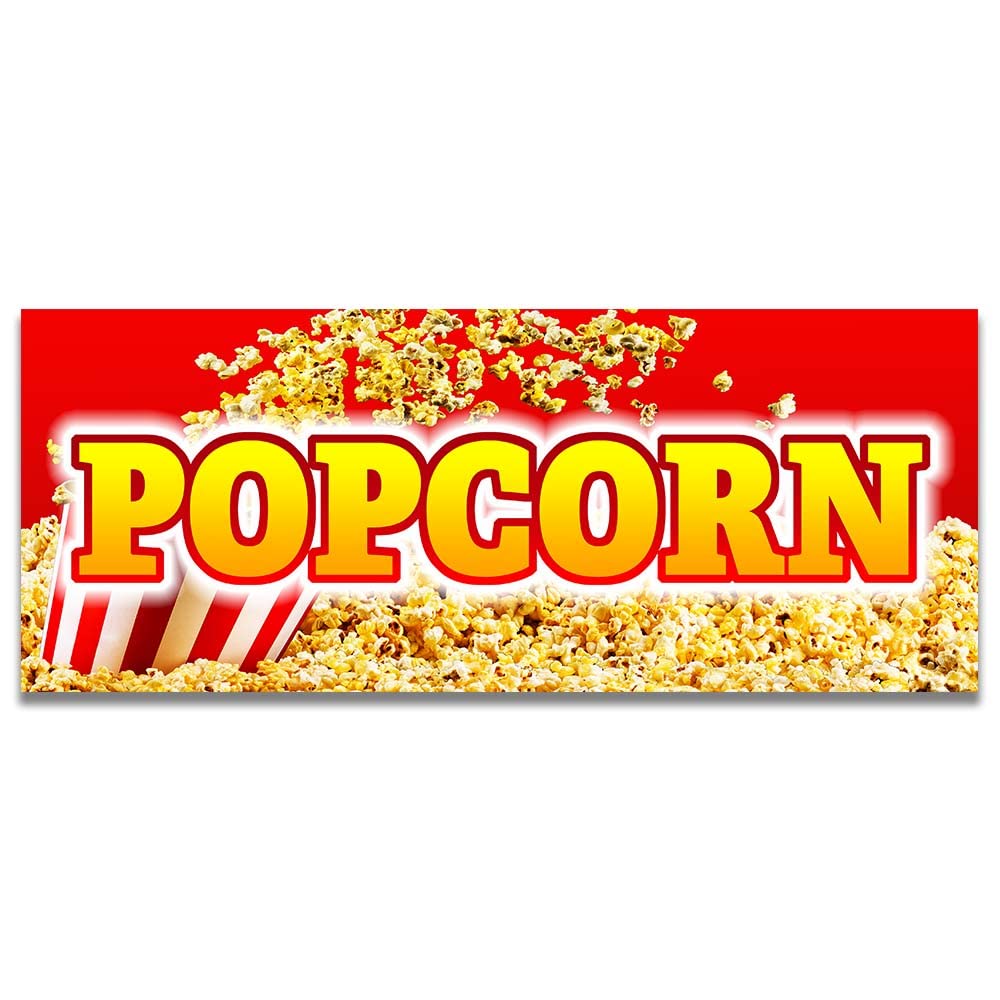 5ft x 2ft Premium Popcorn Vinyl Banner - Customizable Movie Theater Decor for Concessions, Carnivals & Home Theater Parties