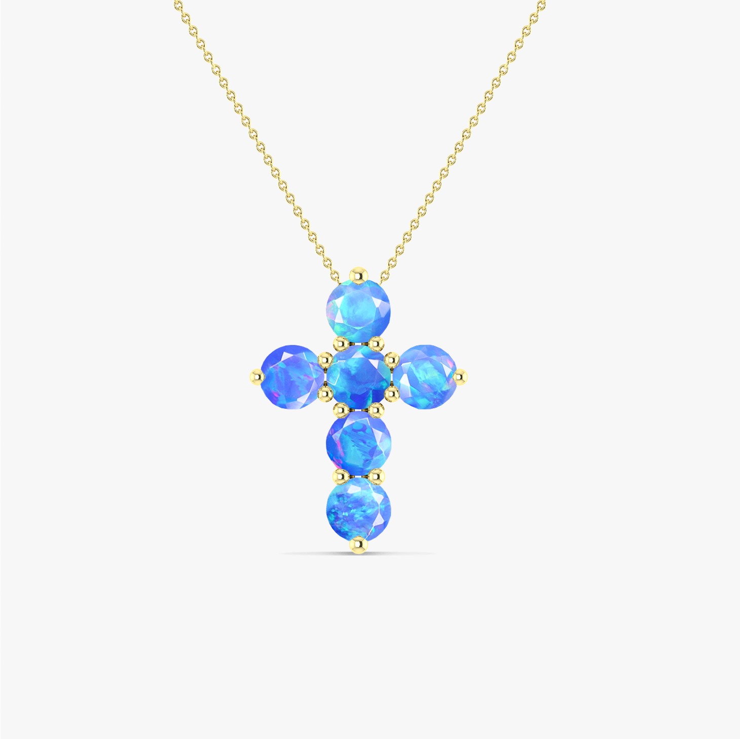 Blue Opal Gemstone Cross Pendant Necklace - Elegant Spiritual Jewelry for Women - Perfect for Church, Weddings & Everyday Wear