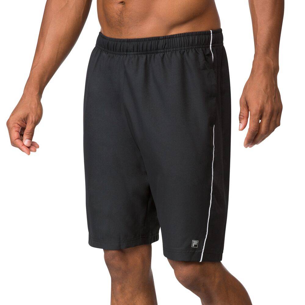 Fila Men's Core 9-Inch Running Shorts - Black & White - Lightweight Athletic Shorts for Gym, Workout & Casual Wear
