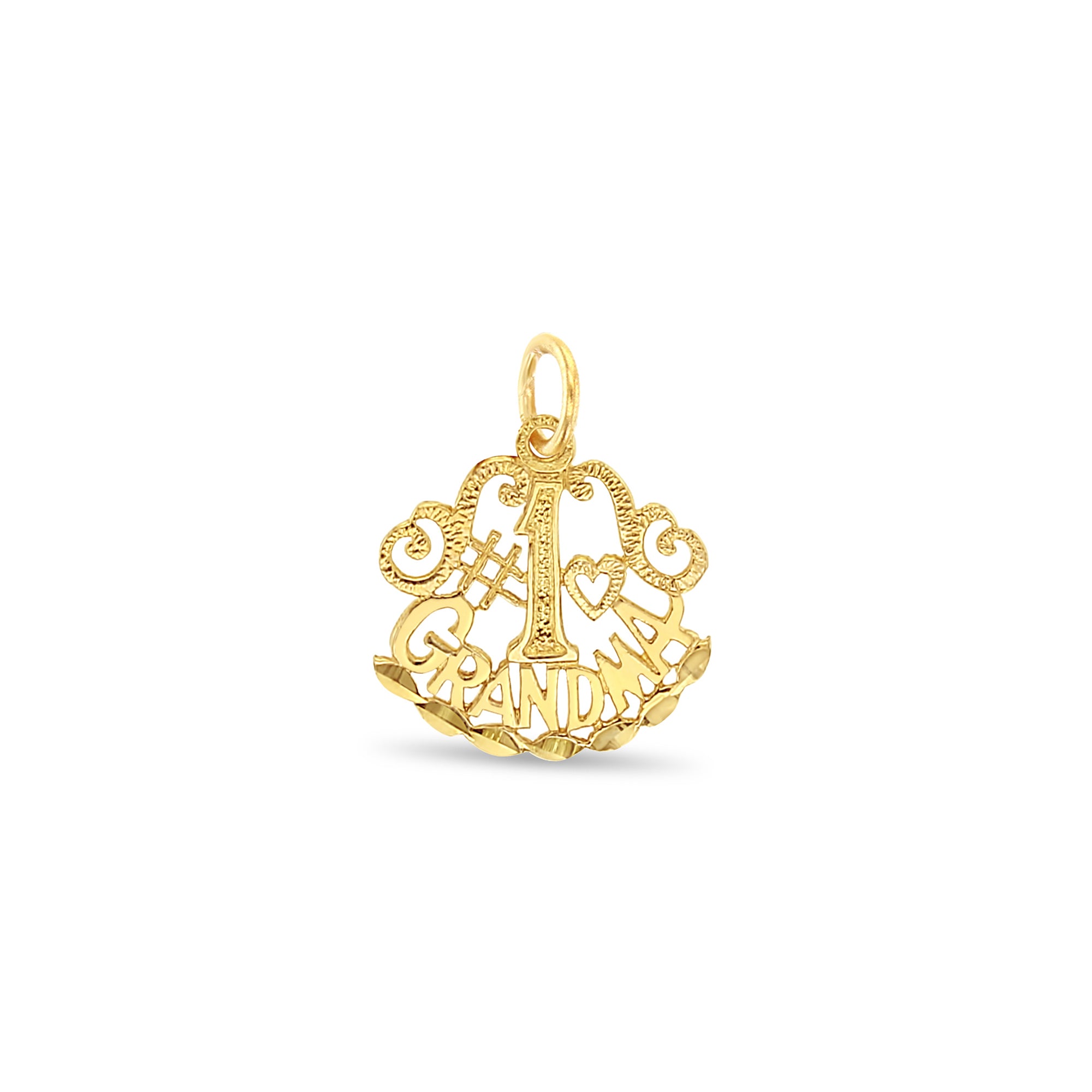 #1 Diamond-Cut Grandma Charm Pendant in 14K Yellow Gold - Perfect for Mother's Day Gifts & Family Keepsakes