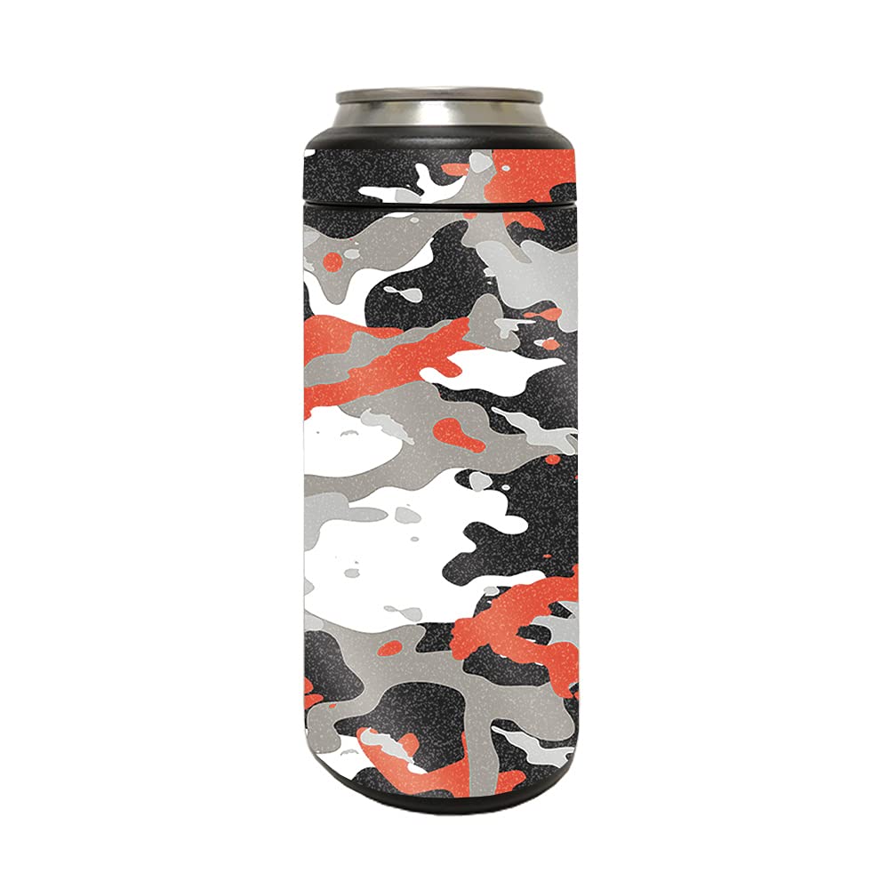 MightySkins Glossy Glitter Skin for YETI Rambler 12 OZ Colster Slim Can - Red Camo | Protective & Durable High-Gloss Finish | Easy to Apply & Remove | Made in USA | Perfect for Outdoor Adventures, Camping & Tailgating