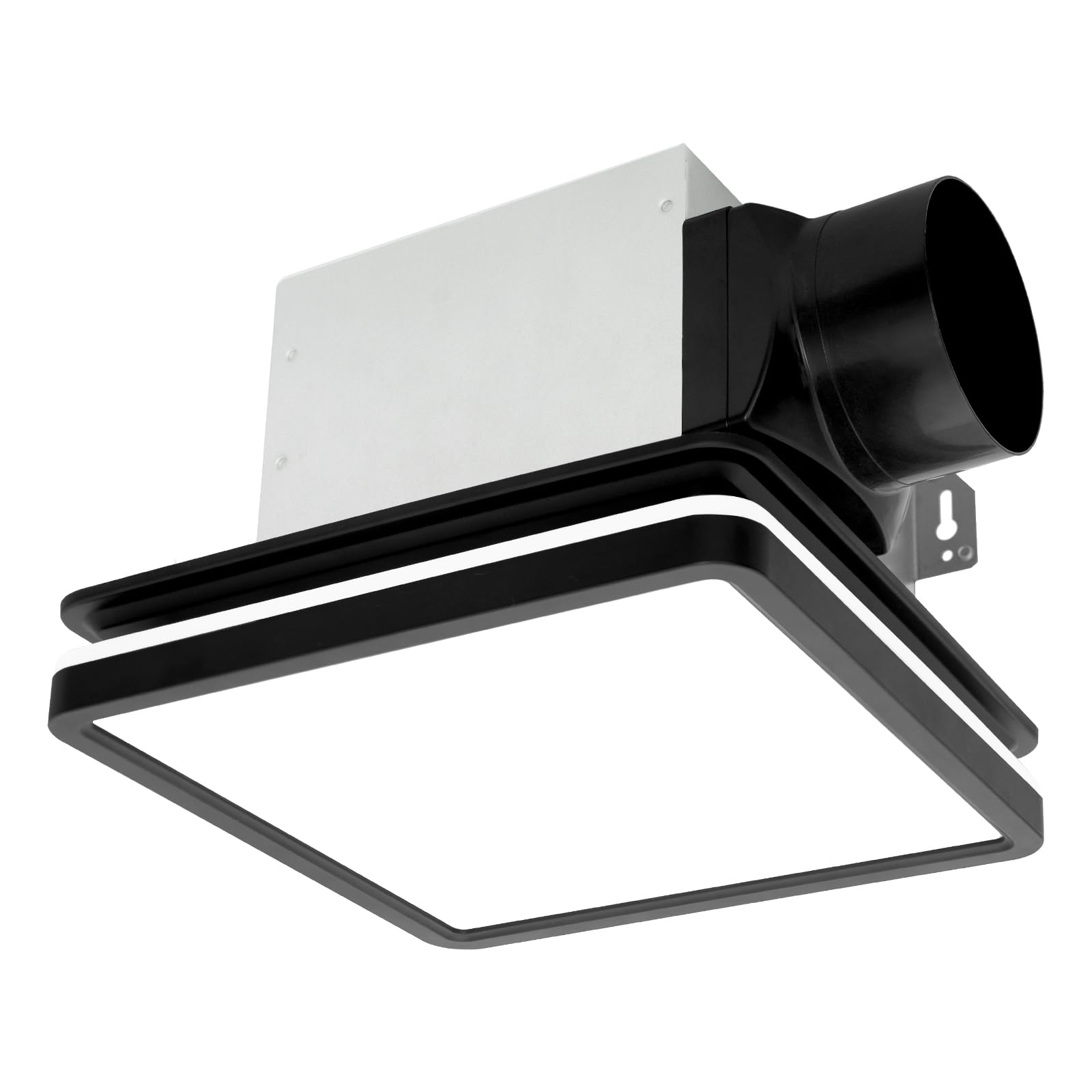 Akicon 80CFM Bathroom Exhaust Fan with Dimmable LED Light & Nightlight - Ultra Quiet 2.0 Sones Ceiling Ventilation Fan for Home, Shower, Toilet - 15W 3CCT Adjustable Lighting & 3.5W Night Light - Perfect for Moisture Control & Air Circulation in Bathrooms (Square, Black)