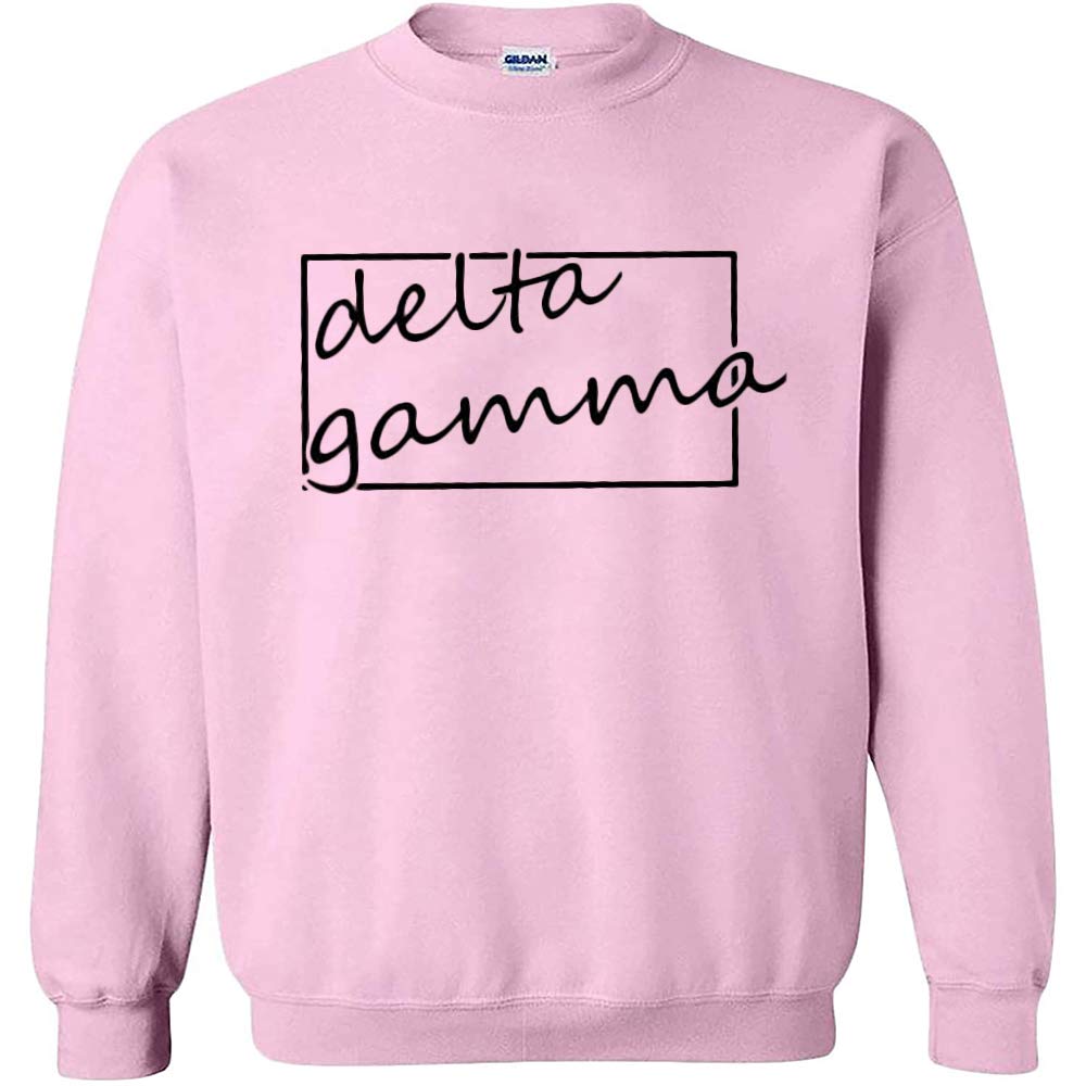 Delta Gamma DG Letters Greek Script Box Crewneck Sweatshirt - Comfortable & Stylish College Sorority Apparel for Casual Wear & Campus Events