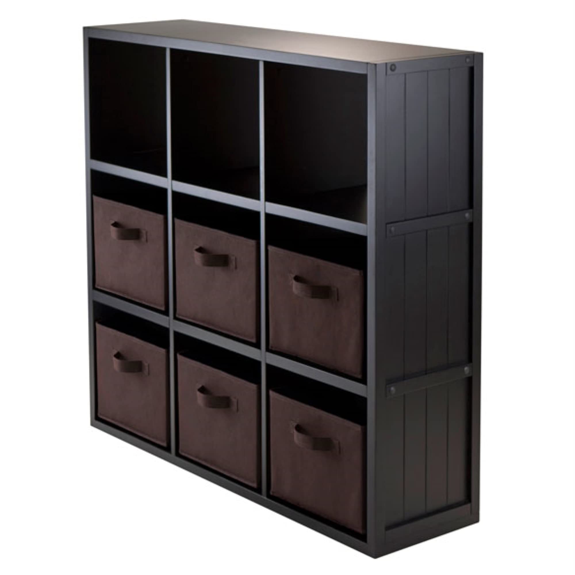 Ergode Timothy 7-Piece Storage Set with 3x3 Grid Shelf & 6 Fabric Baskets - Modern Home Organization for Living Room, Bedroom, or Office