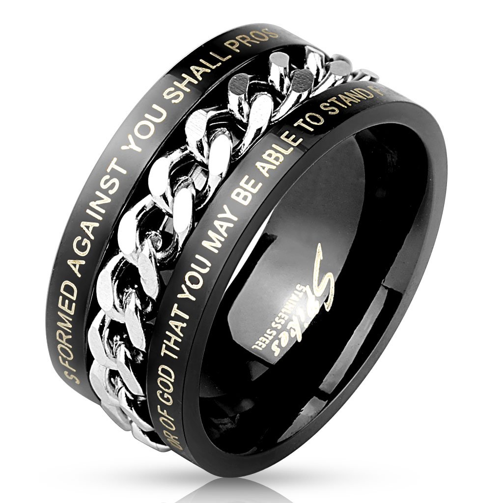Bible Verse Spinner Ring - IP Black Stainless Steel for Daily Inspiration